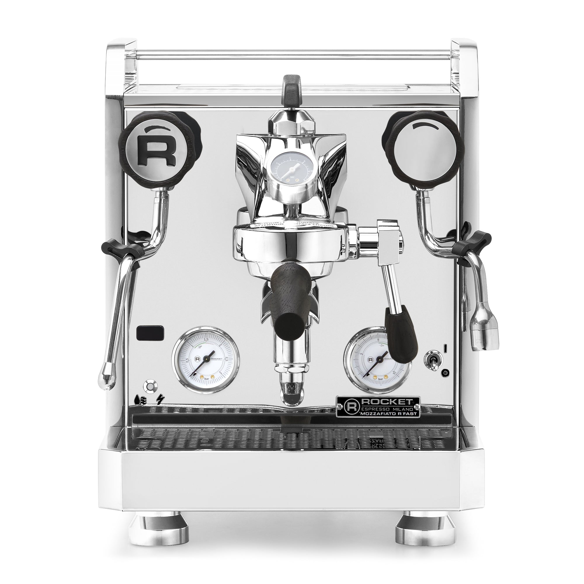 Rocket Espresso Mozzafiato FAST R Espresso Machine – Stainless Steel / Blackened Oak / Flow Paddle