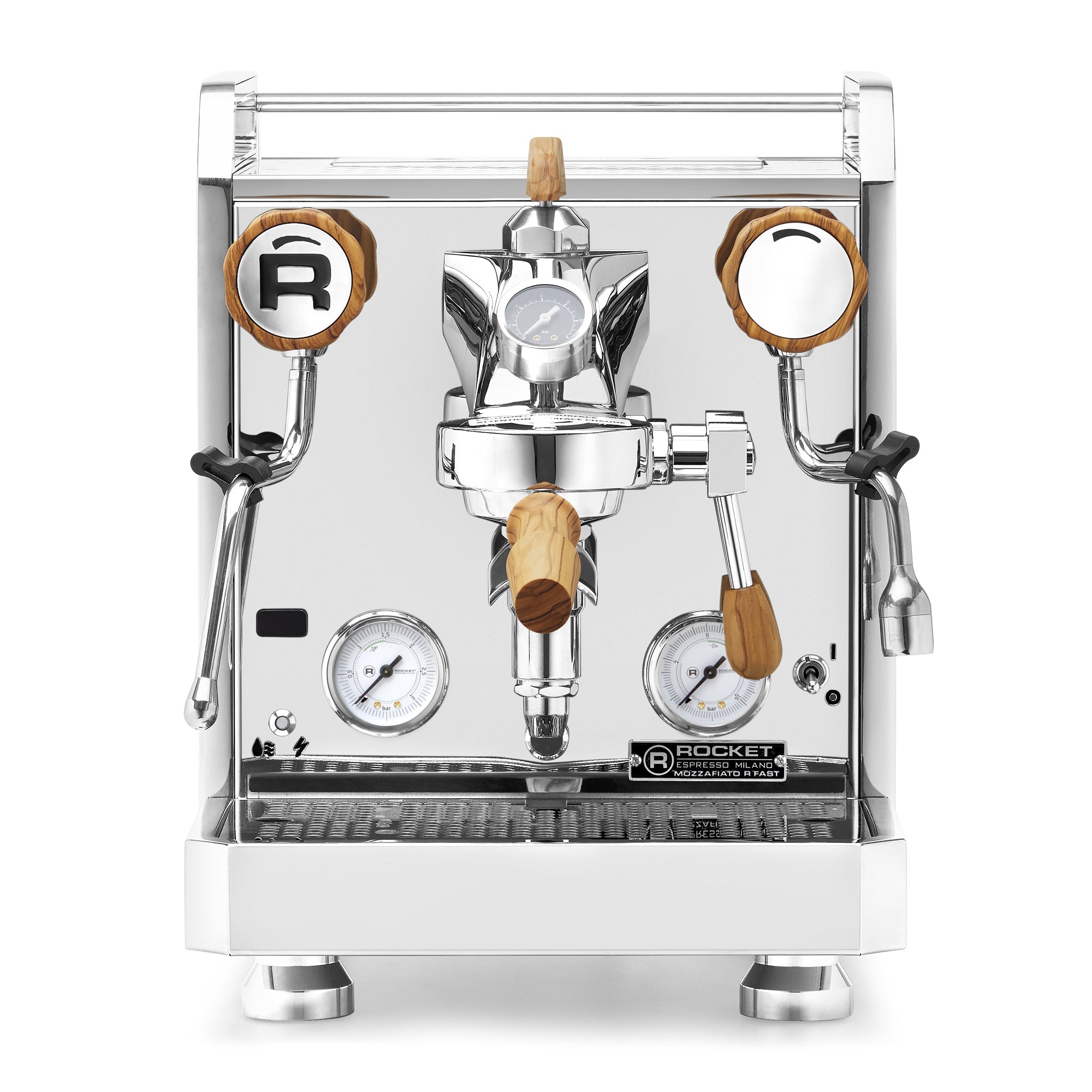 Rocket Espresso Mozzafiato FAST R Espresso Machine – Stainless Steel / Olive Wood / Flow Paddle