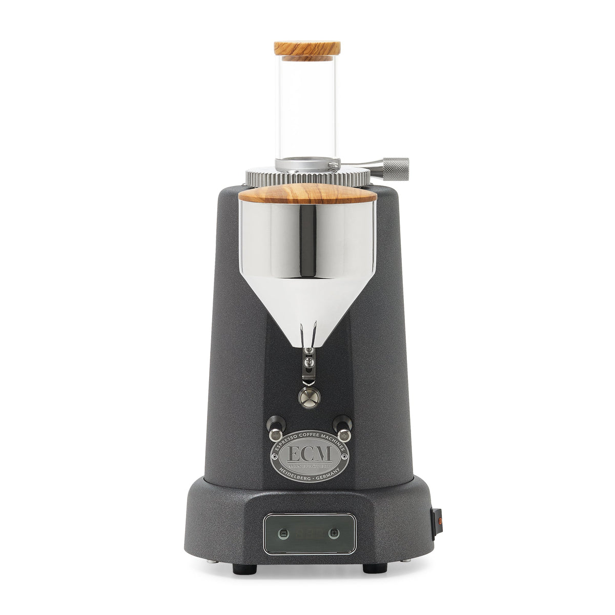 ECM V-Titan 64 Espresso Grinder – Anthracite / Day Hopper / Olive Wood