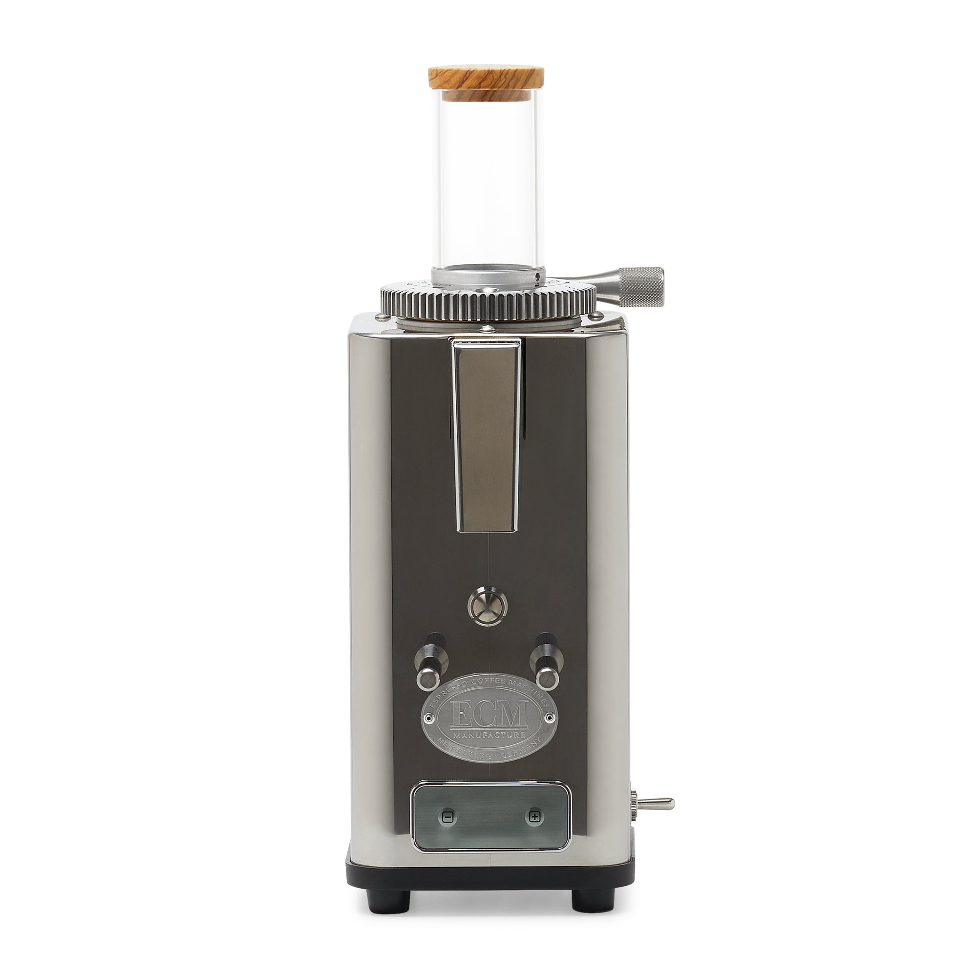 ECM S-Automatik 64 Espresso Grinder – Stainless with Gear / Day Hopper / Olive Wood