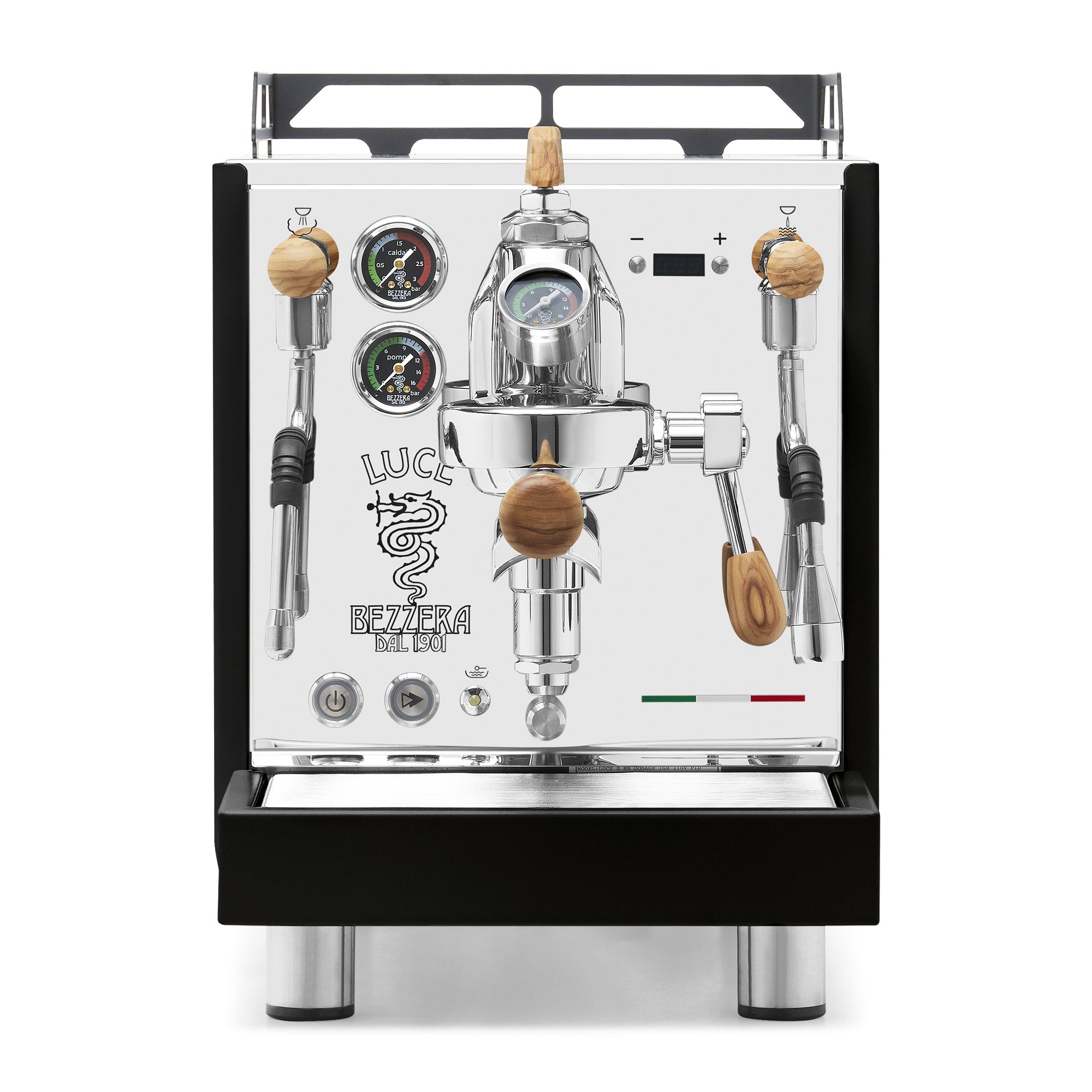Bezzera LUCE S PID Fast Heating Espresso Machine – Black / Olive Wood / Flow Paddle