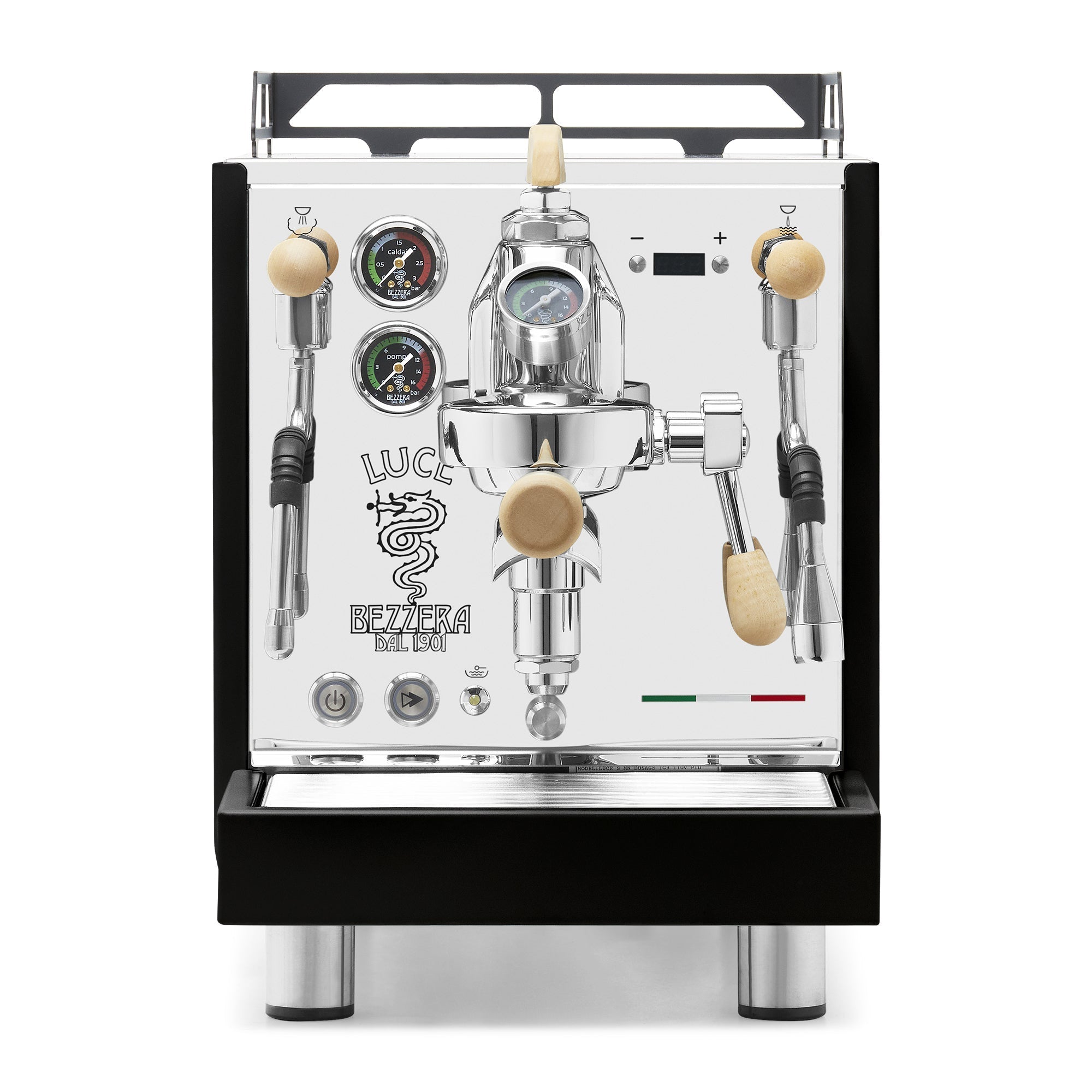 Bezzera LUCE S PID Fast Heating Espresso Machine – Black / Tiger Maple / Flow Paddle