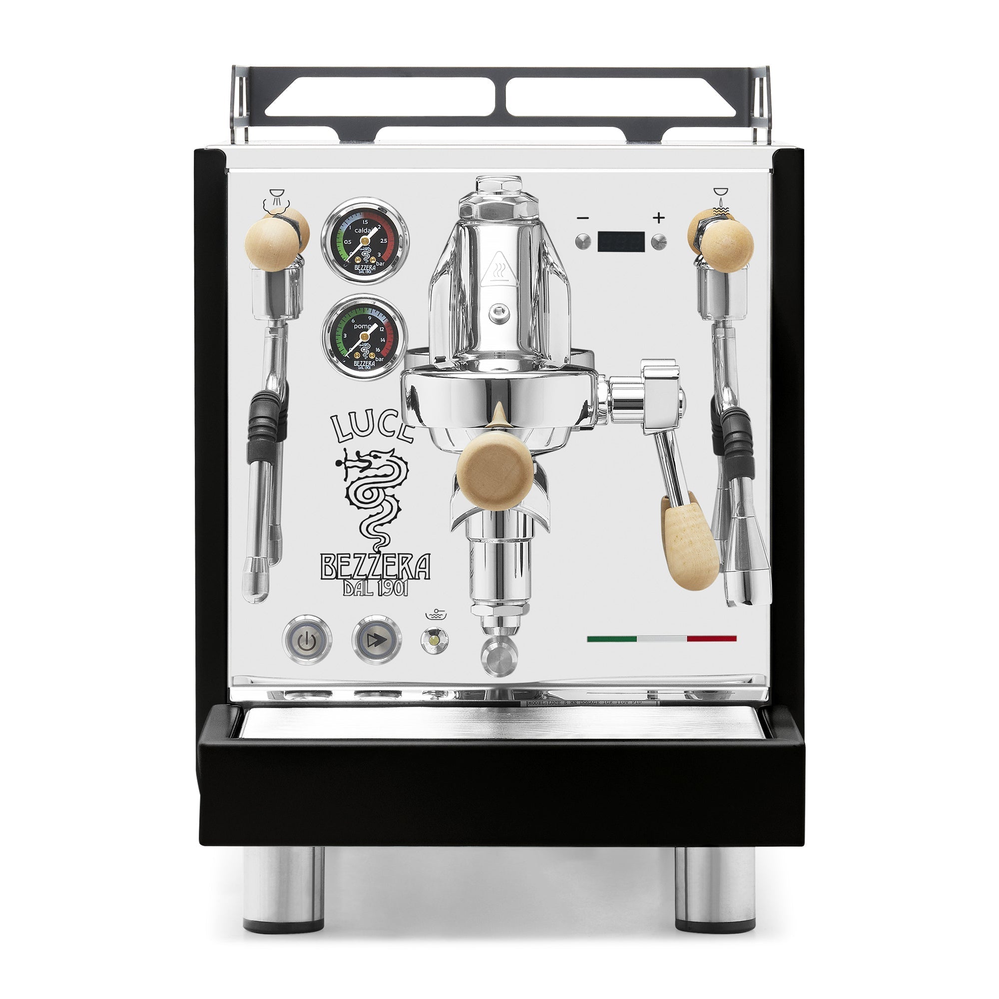 Bezzera LUCE S PID Fast Heating Espresso Machine – Black / Tiger Maple / No Flow Control