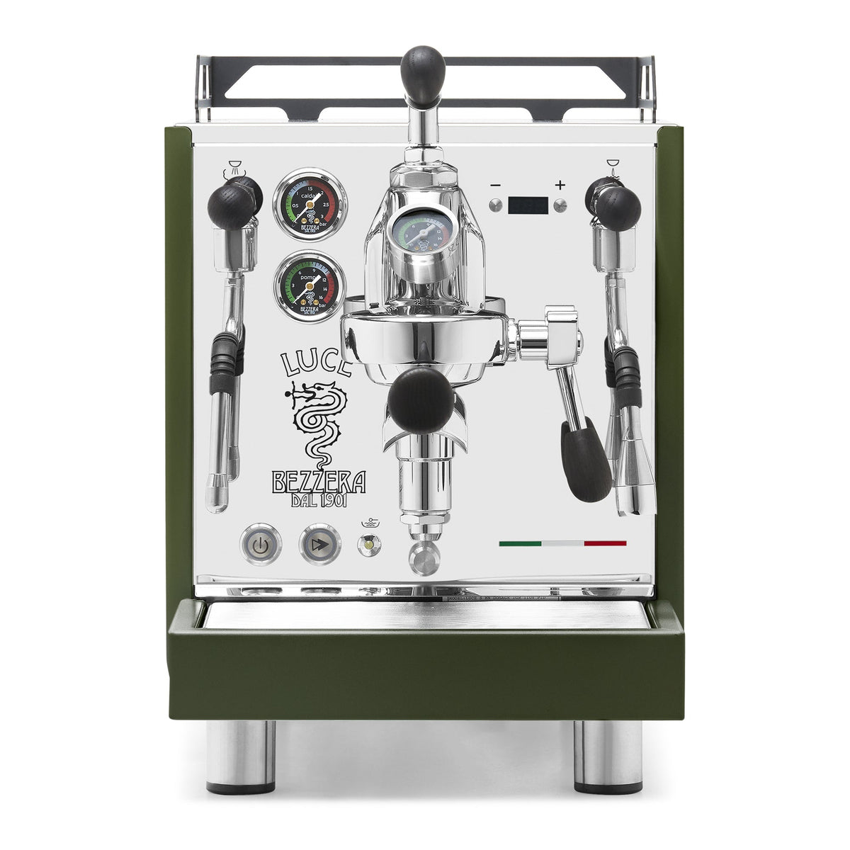 Bezzera LUCE S PID Fast Heating Espresso Machine – Green / Blackened Oak / Flow Control