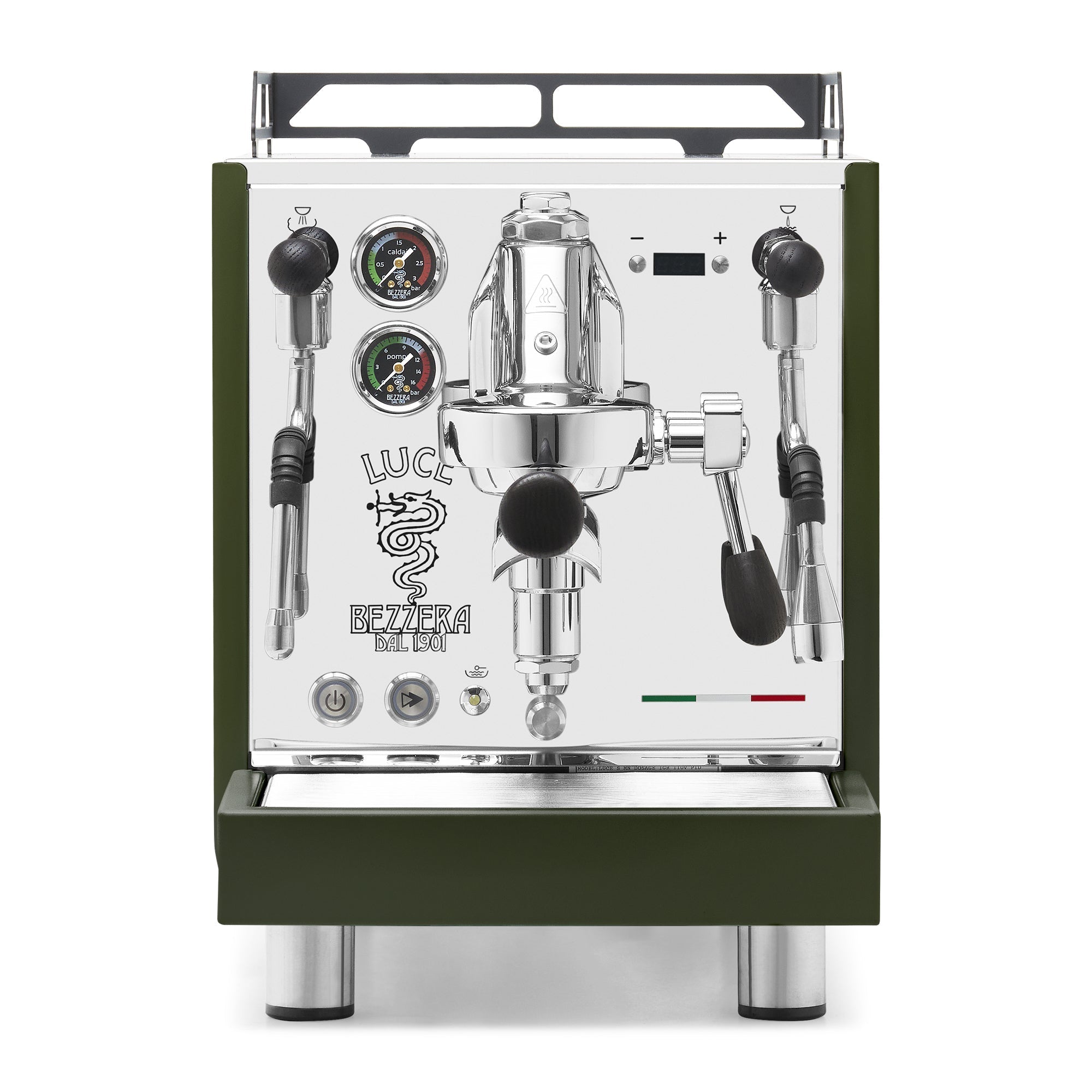 Bezzera LUCE S PID Fast Heating Espresso Machine – Green / Blackened Oak / No Flow Control