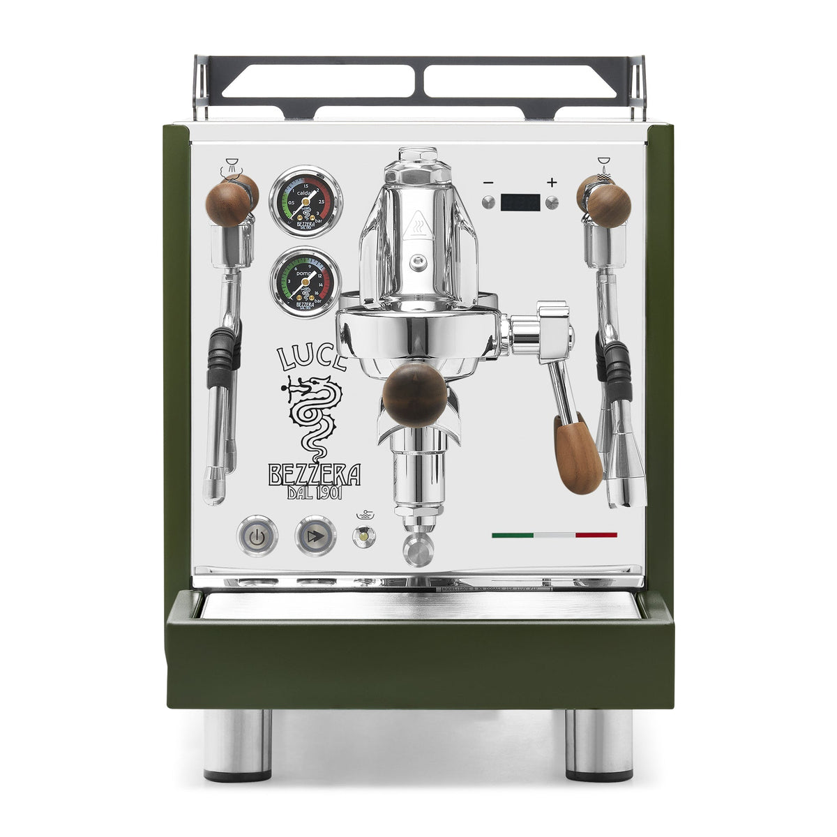 Bezzera LUCE S PID Fast Heating Espresso Machine – Green / Walnut / No Flow Control