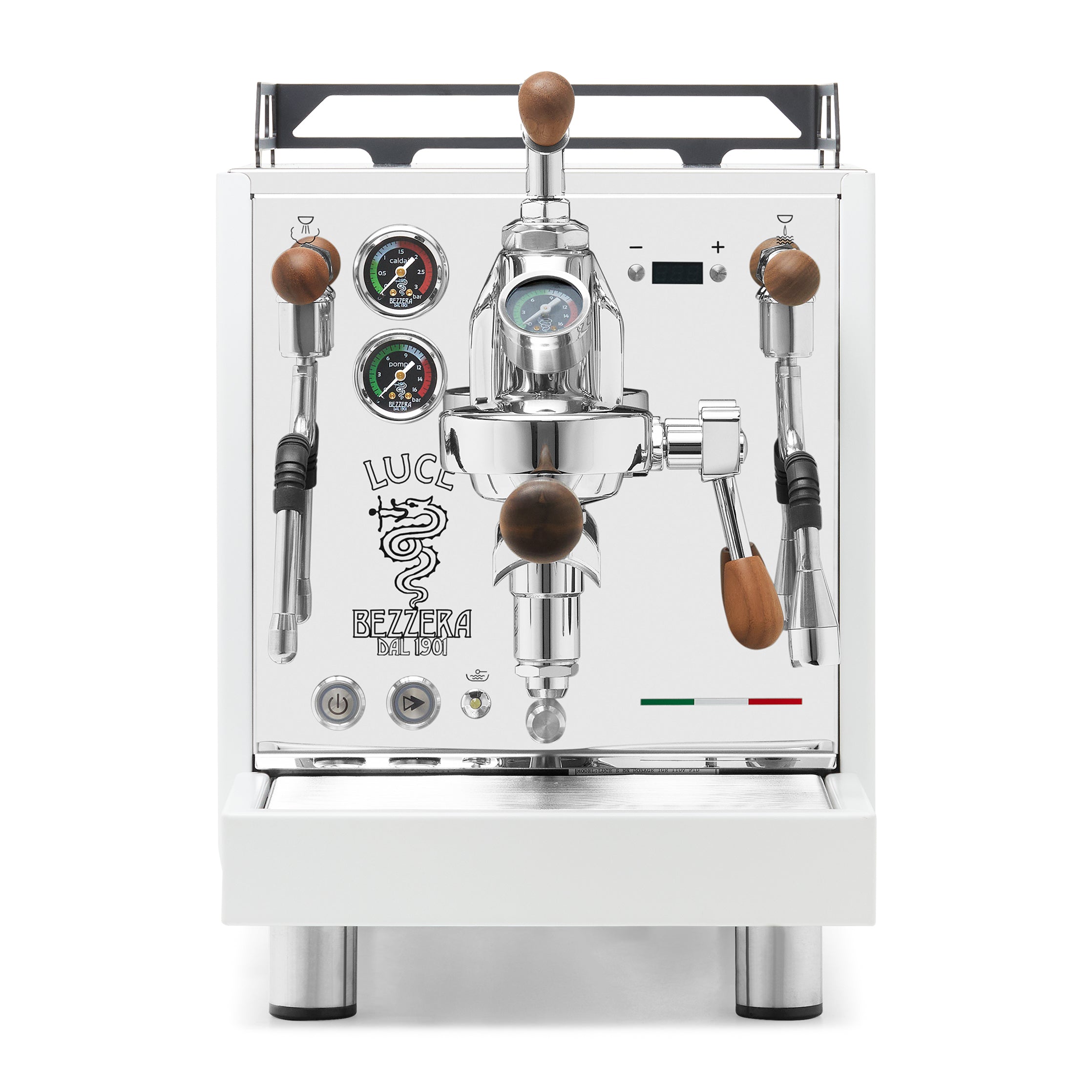 Bezzera LUCE S PID Fast Heating Espresso Machine – White / Walnut / Flow Control
