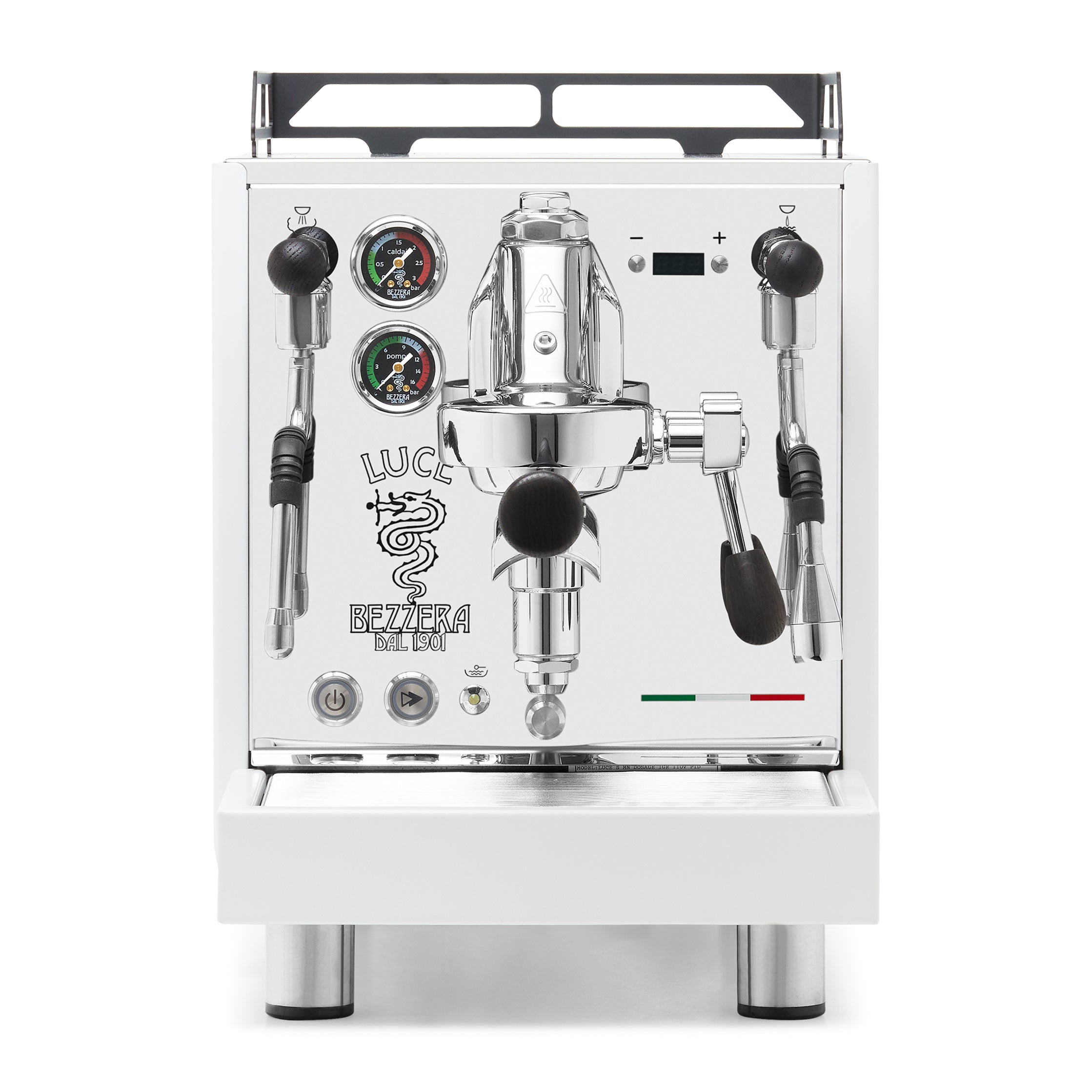 Bezzera LUCE S PID Fast Heating Espresso Machine – White / Blackened Oak / No Flow Control