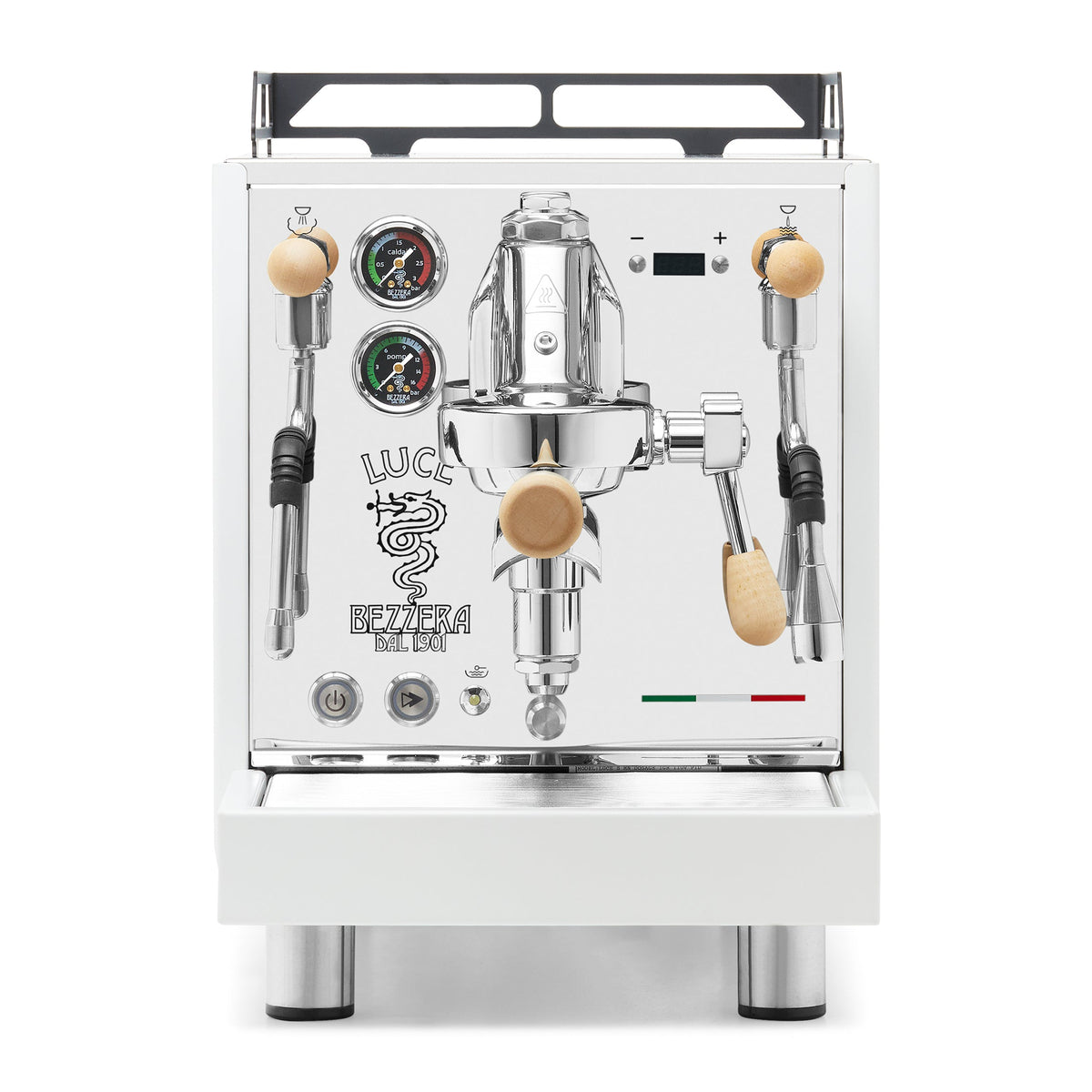 Bezzera LUCE S PID Fast Heating Espresso Machine – White / Tiger Maple / No Flow Control