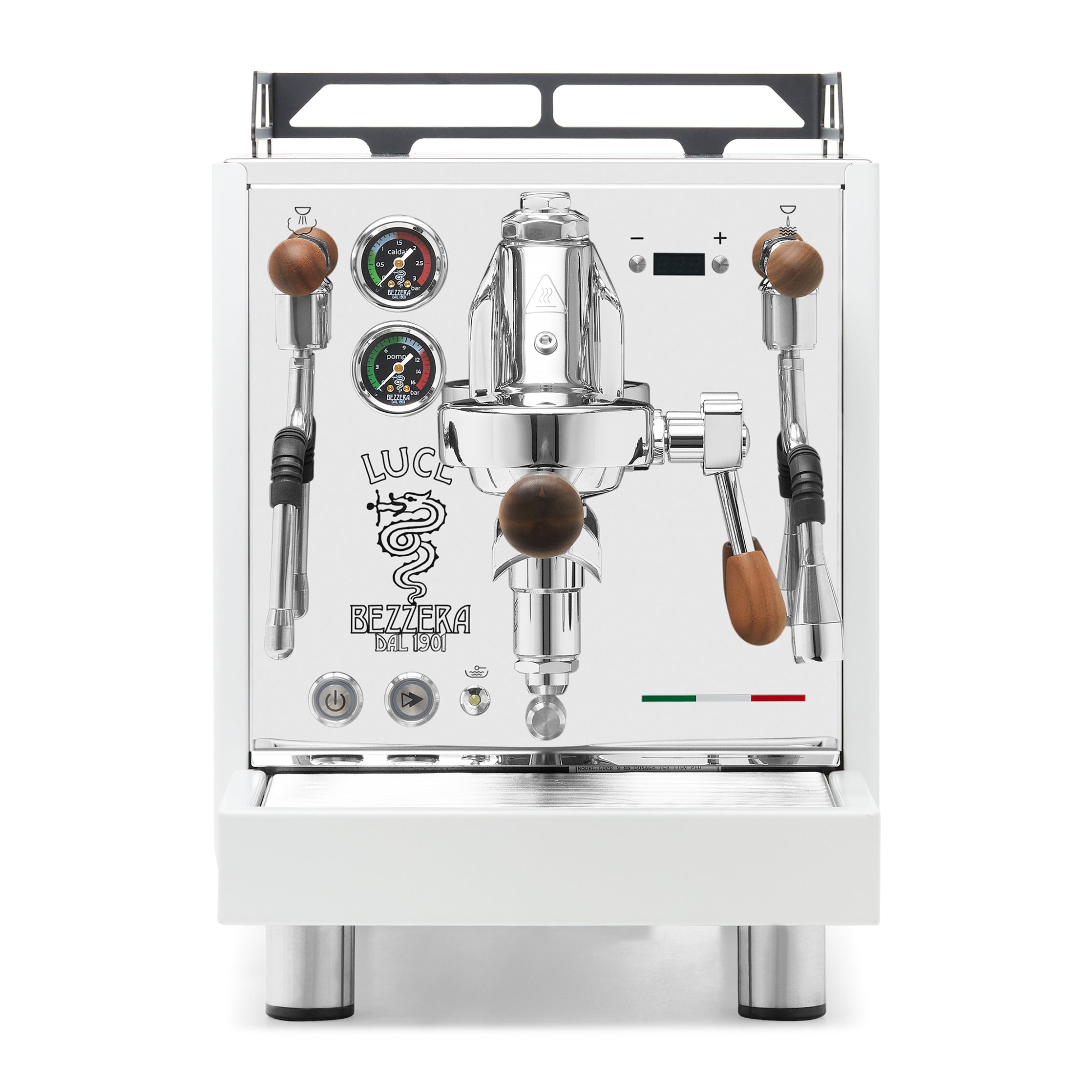 Bezzera LUCE S PID Fast Heating Espresso Machine – White / Walnut / No Flow Control