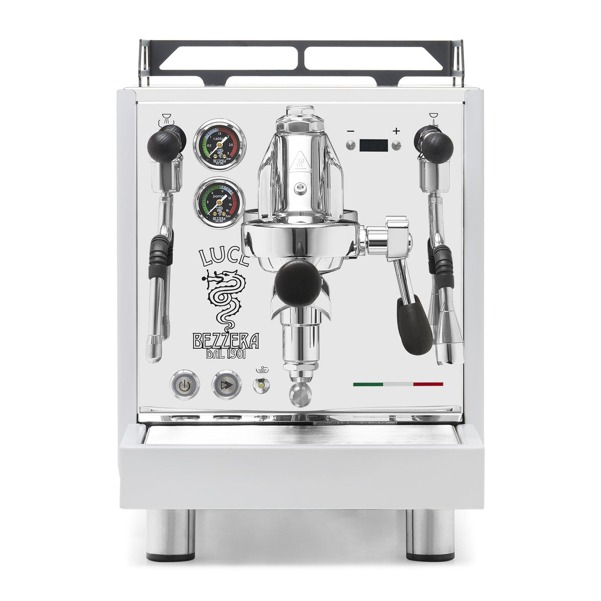 Bezzera LUCE S PID Fast Heating Espresso Machine – Polished Steel / Blackened Oak / No Flow Control