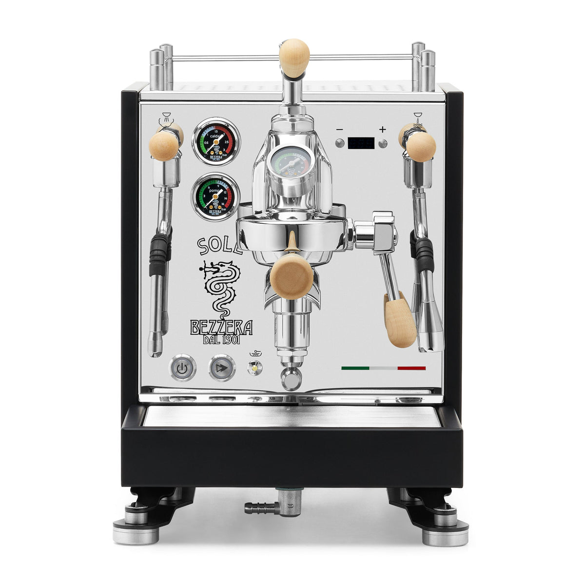 Bezzera SOLE Fast Heating Espresso Machine – Matte Black / Tiger Maple / Flow Control