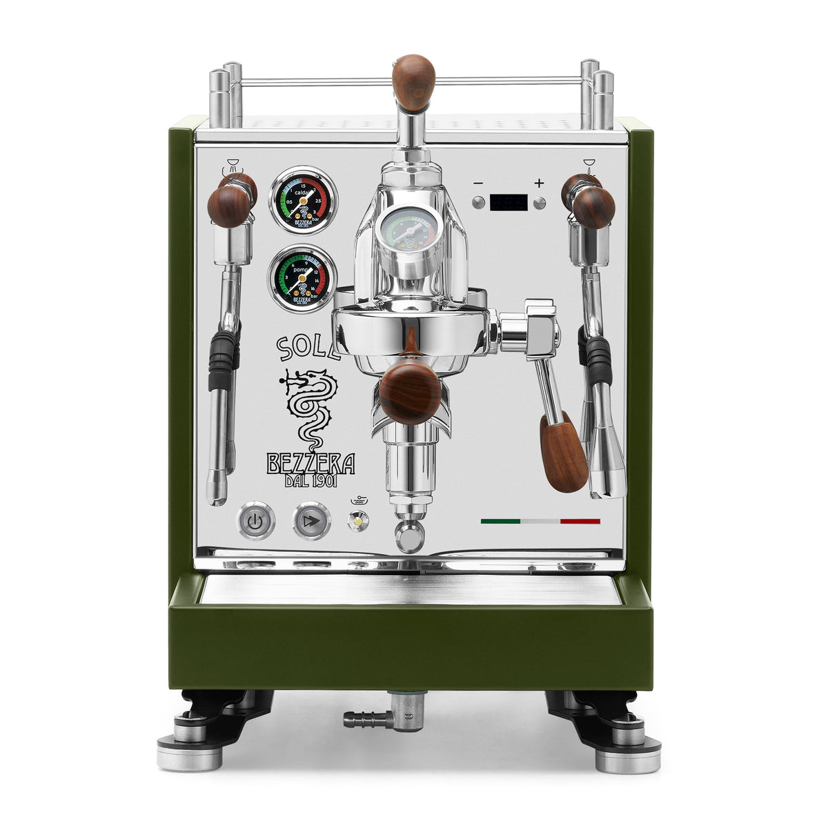Bezzera SOLE Fast Heating Espresso Machine – Matte Green / Rosewood / Flow Control
