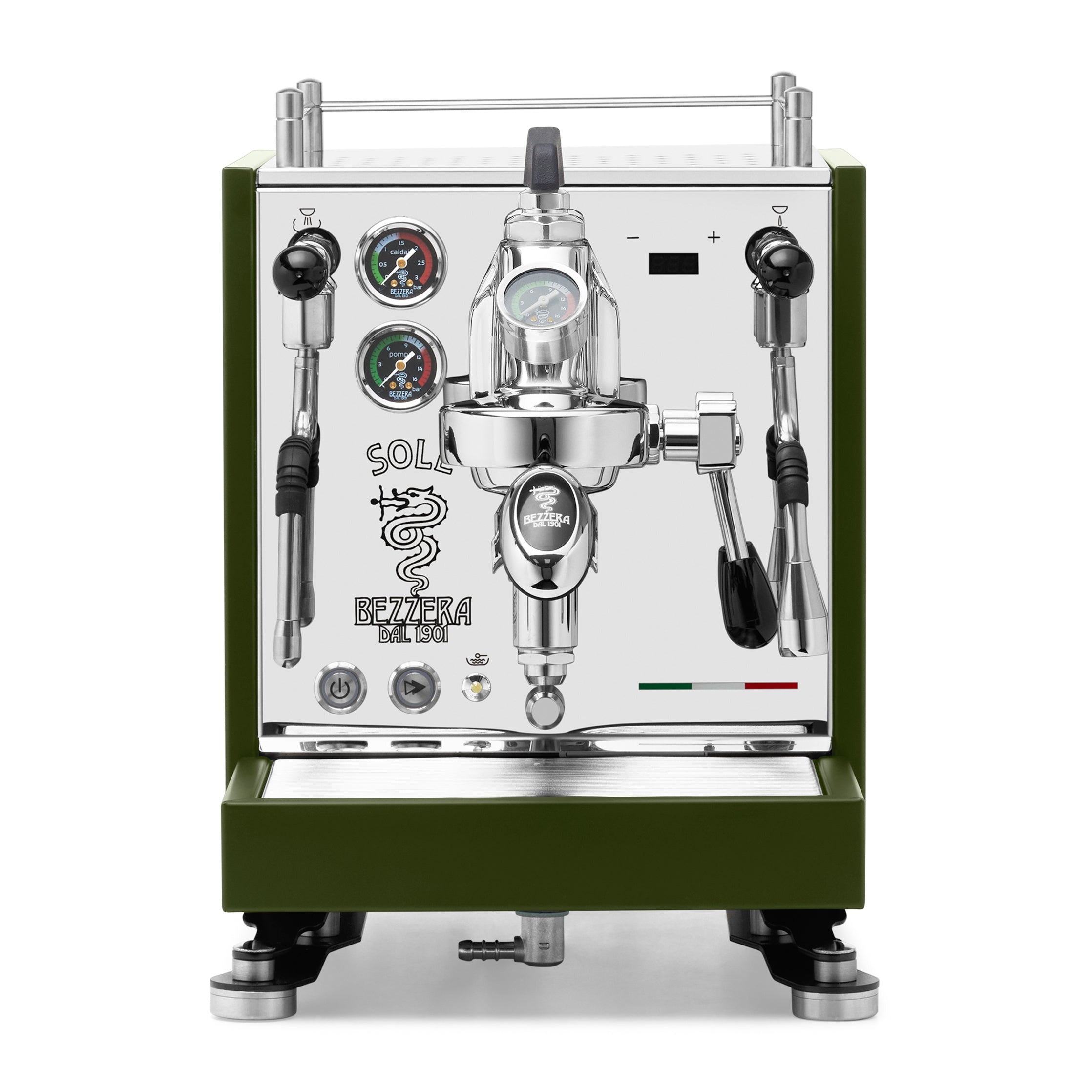 Bezzera SOLE Fast Heating Espresso Machine – Matte Green / No Accents / Flow Paddle