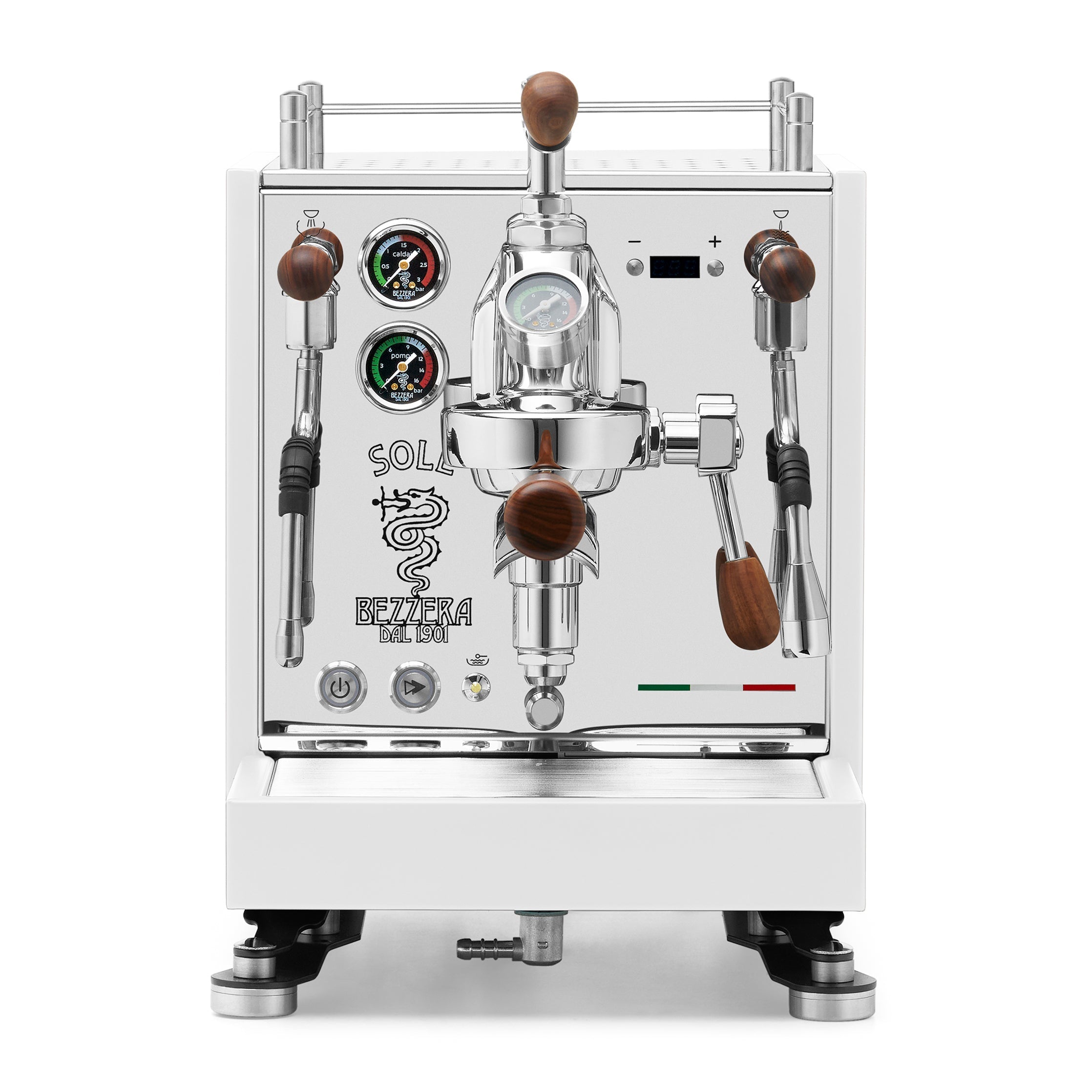 Bezzera SOLE Fast Heating Espresso Machine – Matte White / Rosewood / Flow Control