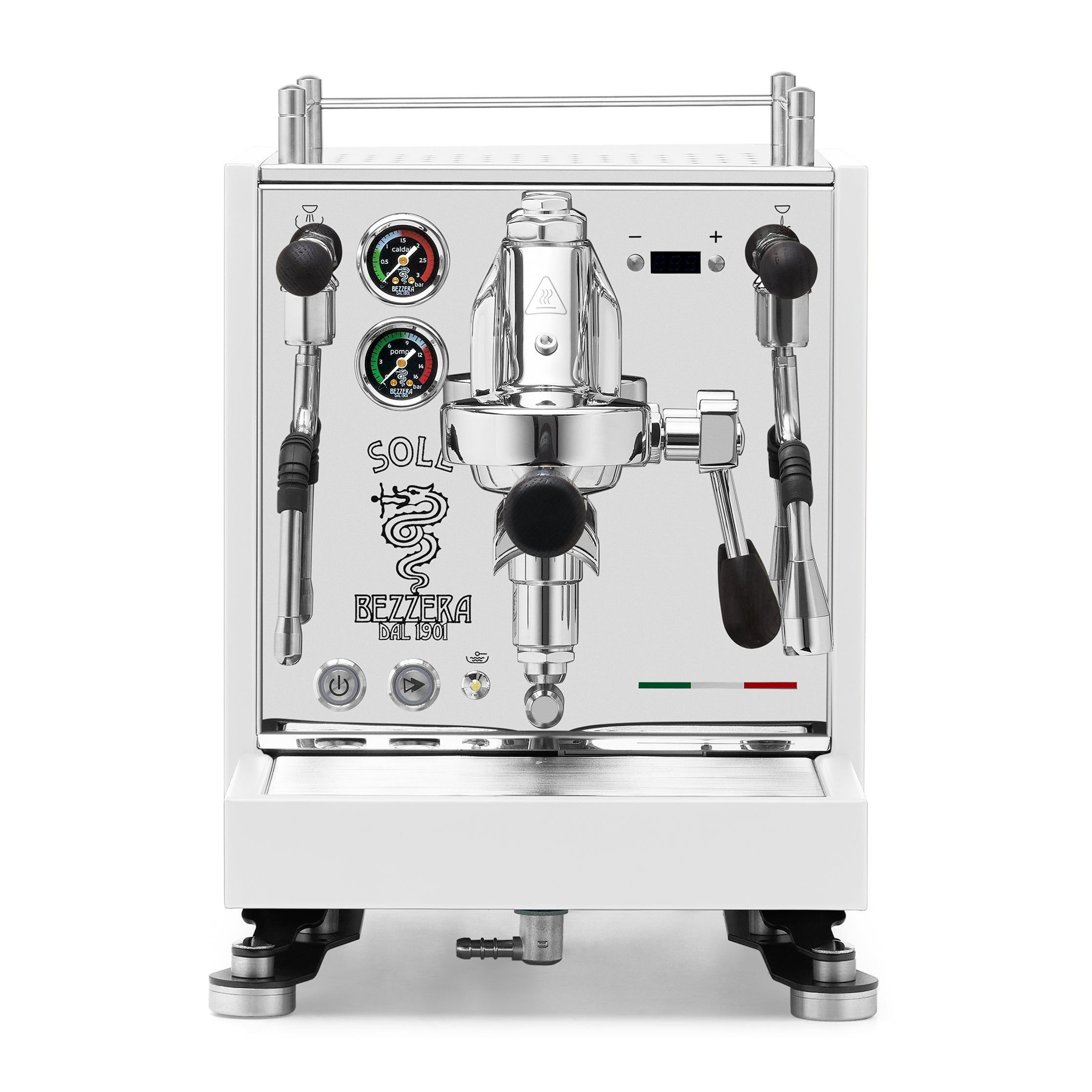 Bezzera SOLE Fast Heating Espresso Machine – Matte White / Blackened Oak / No Flow Control