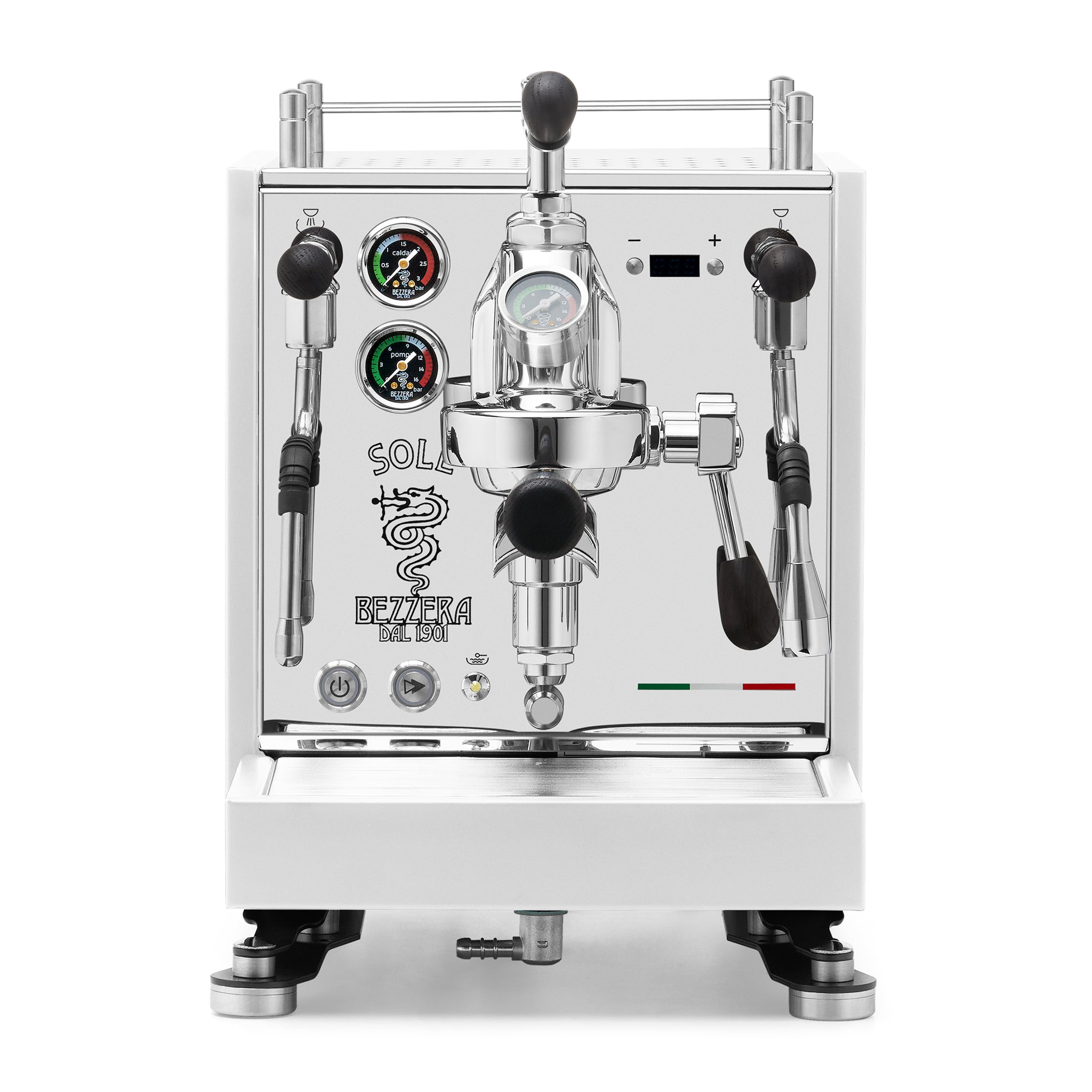 Bezzera SOLE Fast Heating Espresso Machine – Stainless Steel / Blackened Oak / Flow Control