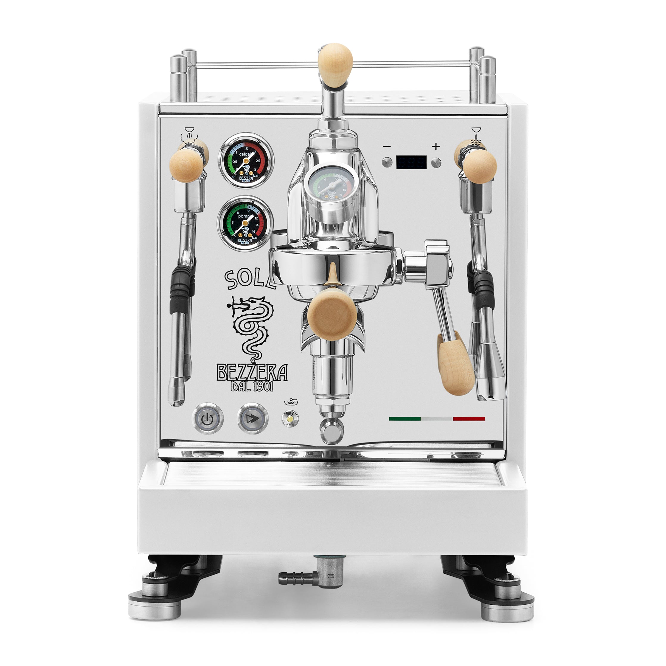 Bezzera SOLE Fast Heating Espresso Machine – Stainless Steel / Tiger Maple / Flow Control