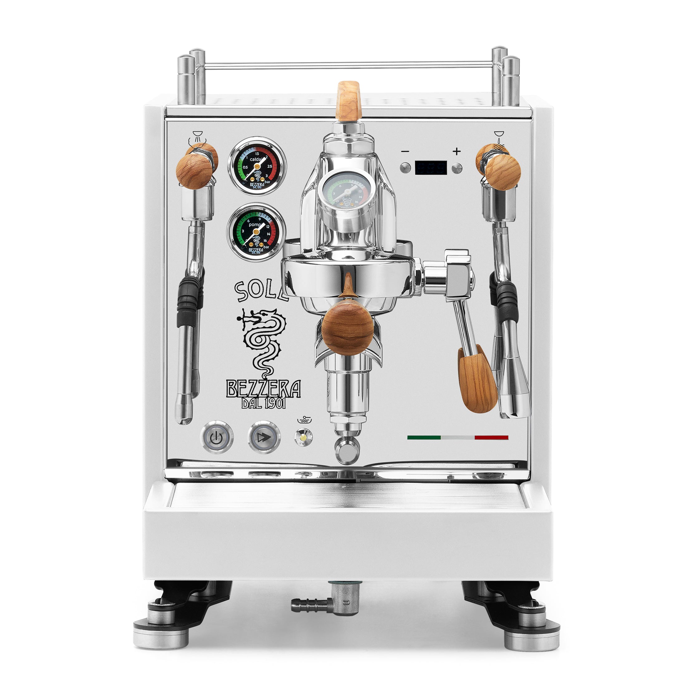 Bezzera SOLE Fast Heating Espresso Machine – Stainless Steel / Olive Wood / Flow Paddle