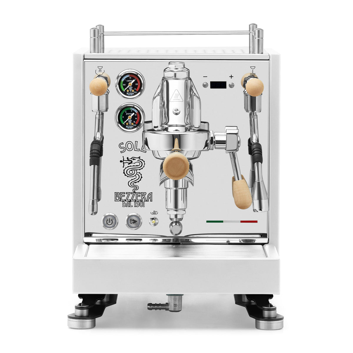 Bezzera SOLE Fast Heating Espresso Machine – Stainless Steel / Tiger Maple / No Flow Control