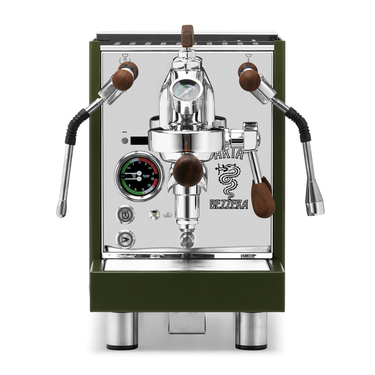 Bezzera Aria PID Fast Heating Espresso Machine – Green / Walnut / Flow Paddle