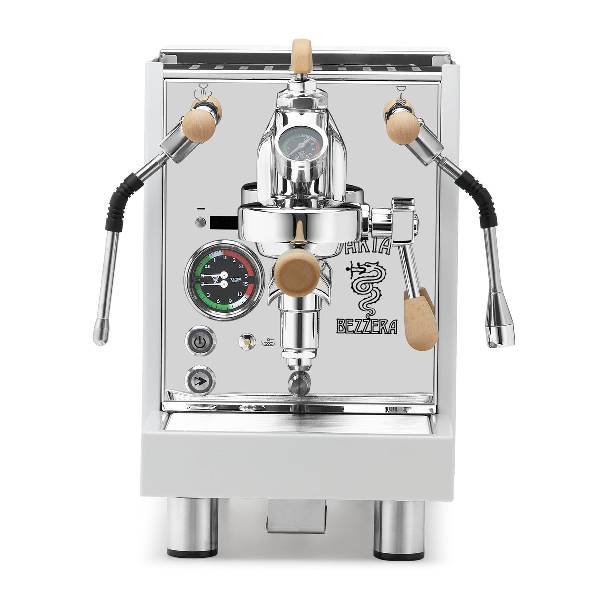 Bezzera Aria PID Fast Heating Espresso Machine – White / Tiger Maple / Flow Paddle