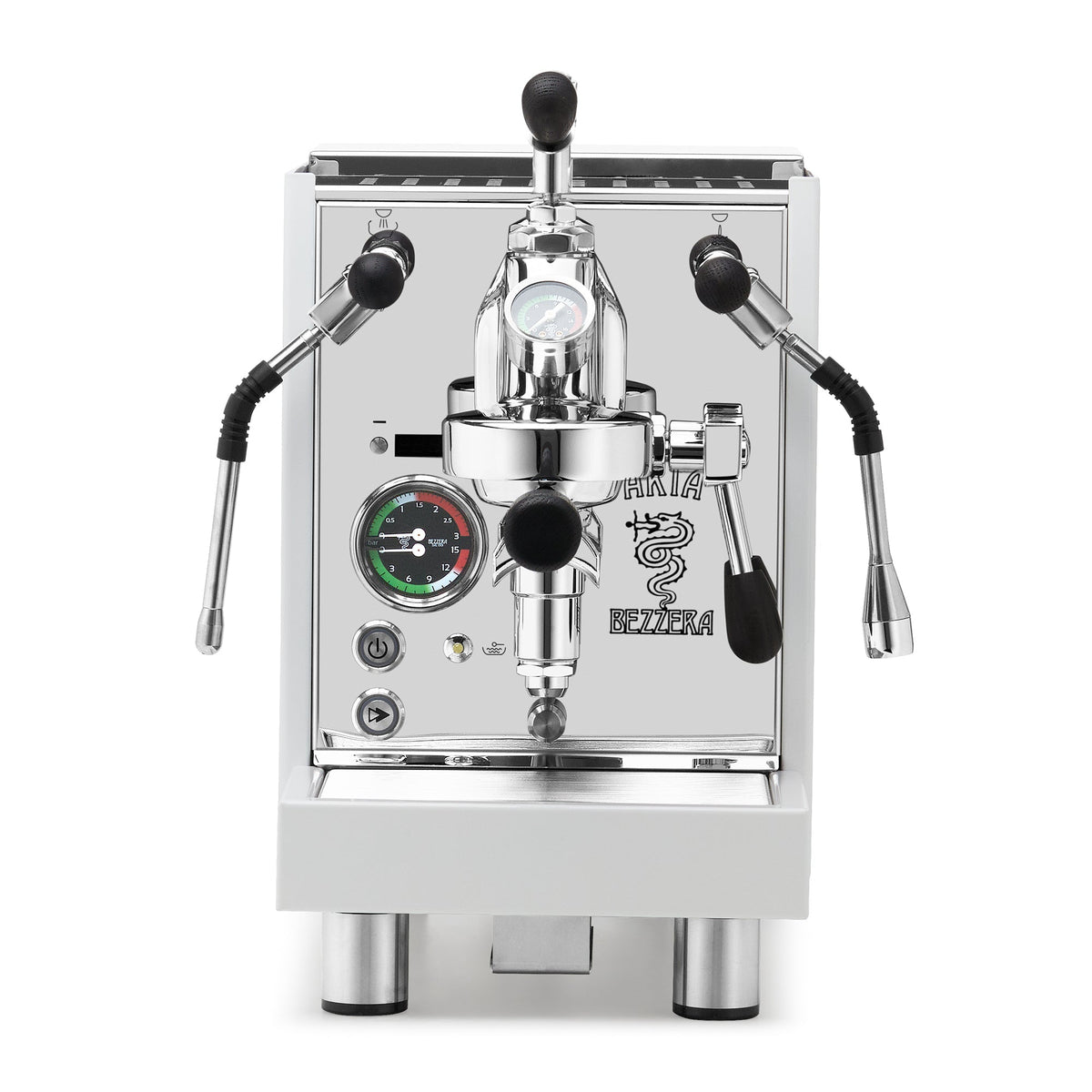 Bezzera Aria PID Fast Heating Espresso Machine – White / Blackened Oak / Flow Control