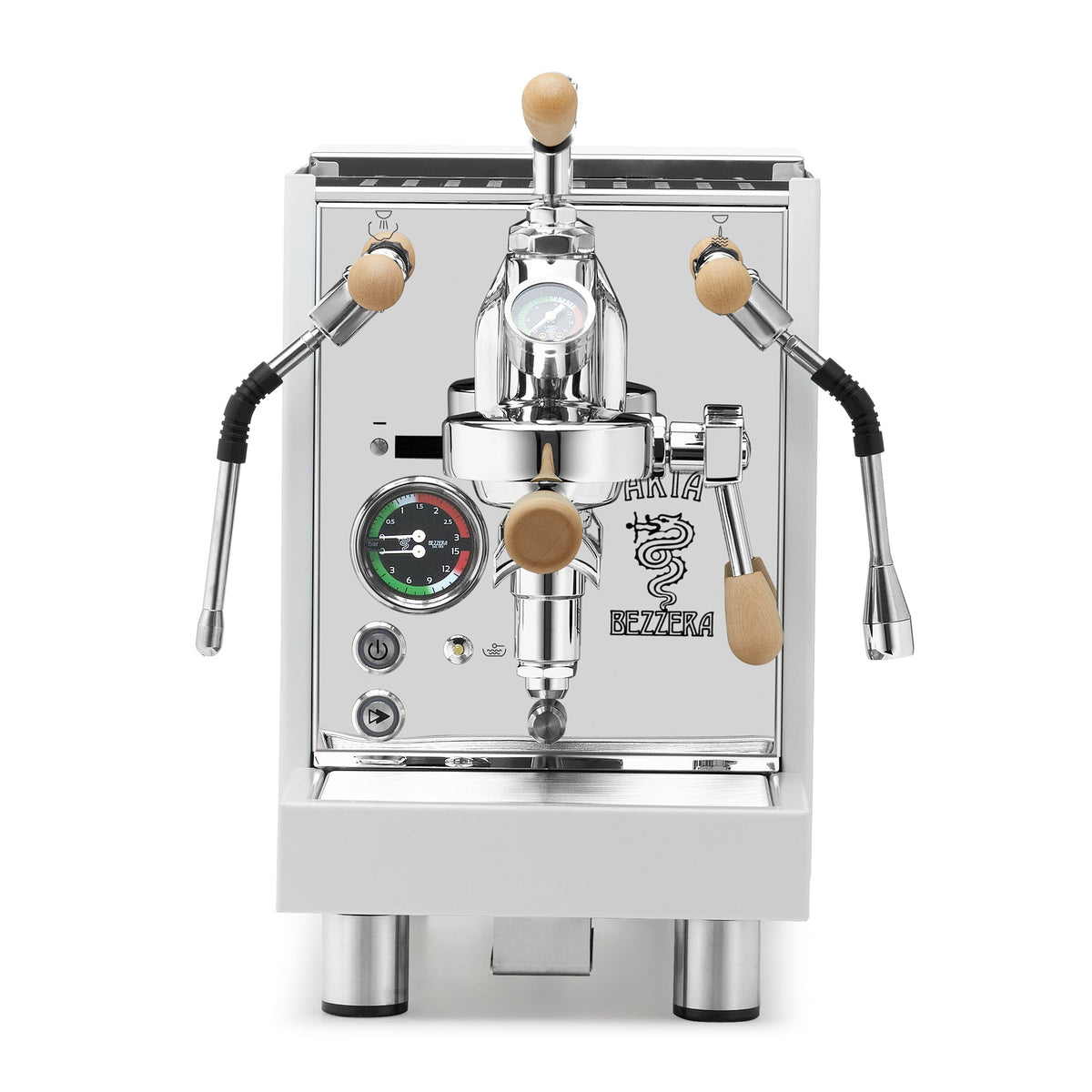 Bezzera Aria PID Fast Heating Espresso Machine – White / Tiger Maple / Flow Control