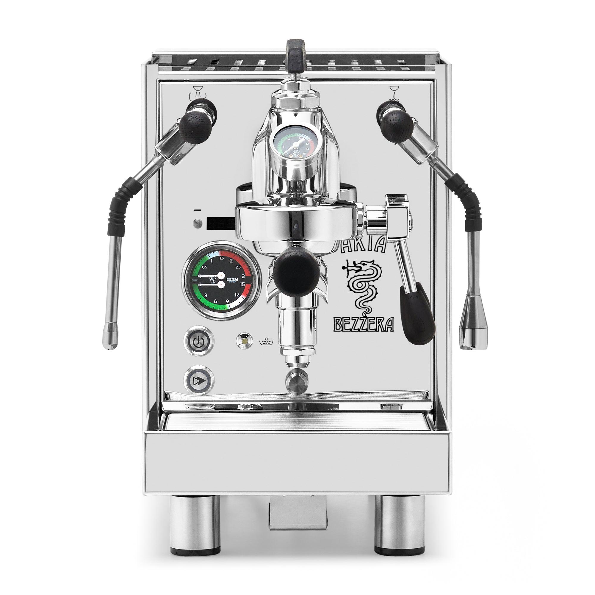 Bezzera Aria PID Fast Heating Espresso Machine – Stainless Steel / Blackened Oak / Flow Paddle