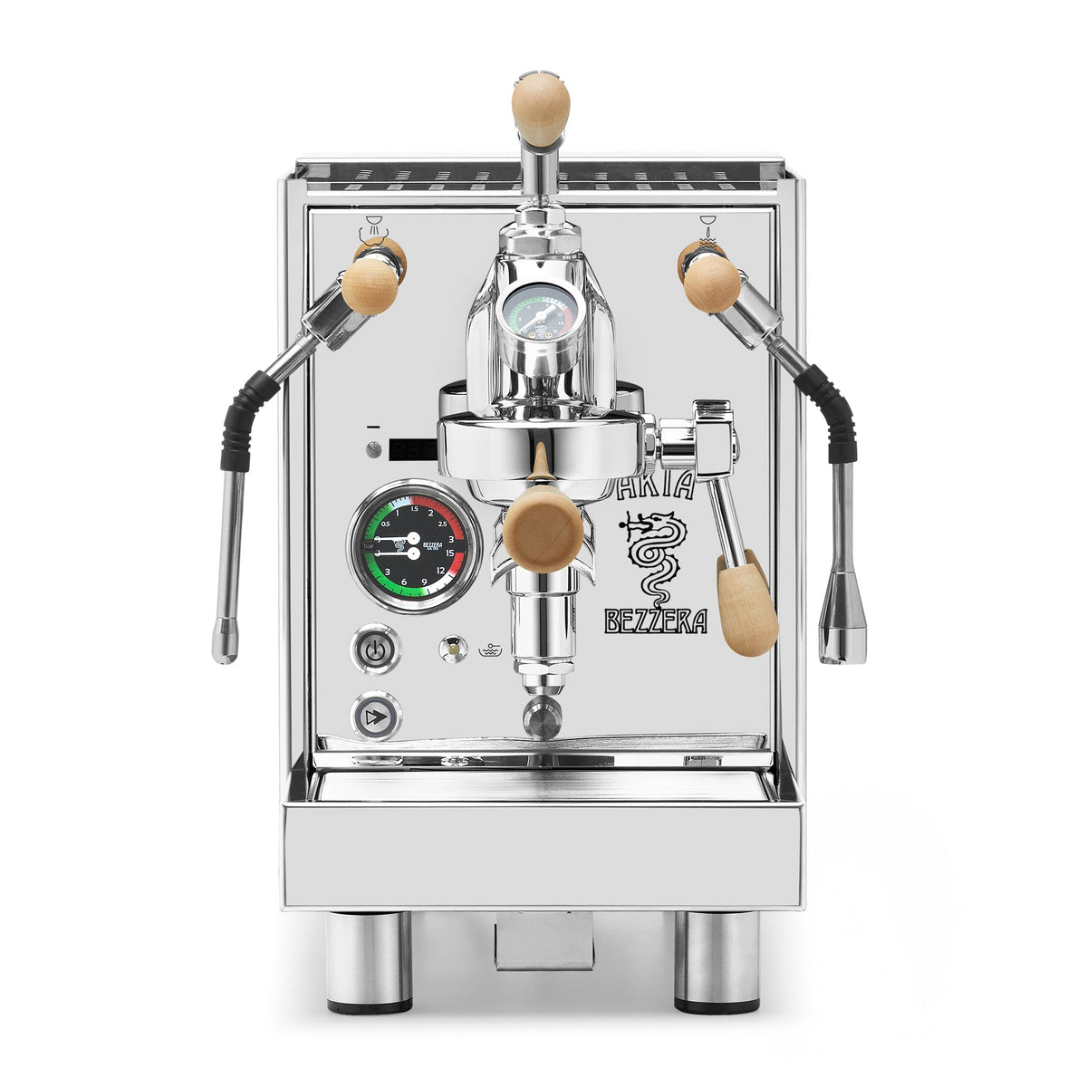Bezzera Aria PID Fast Heating Espresso Machine – Stainless Steel / Tiger Maple / Flow Control