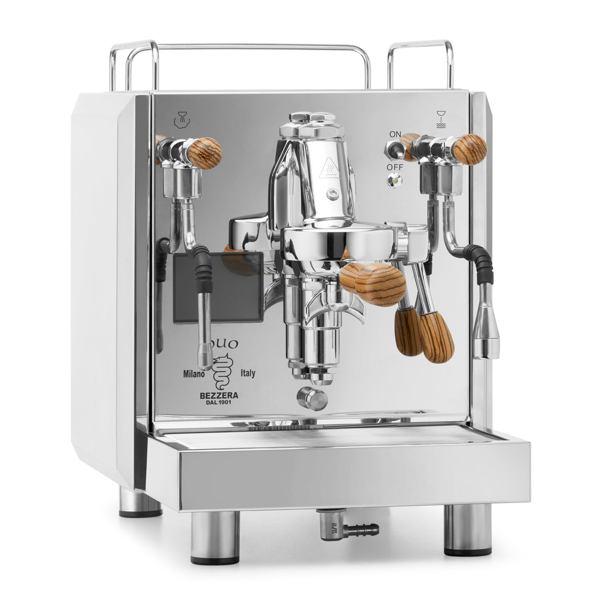 Bezzera DUO MN Espresso Machine – Stainless Steel / No Flow Control / Zebra Wood
