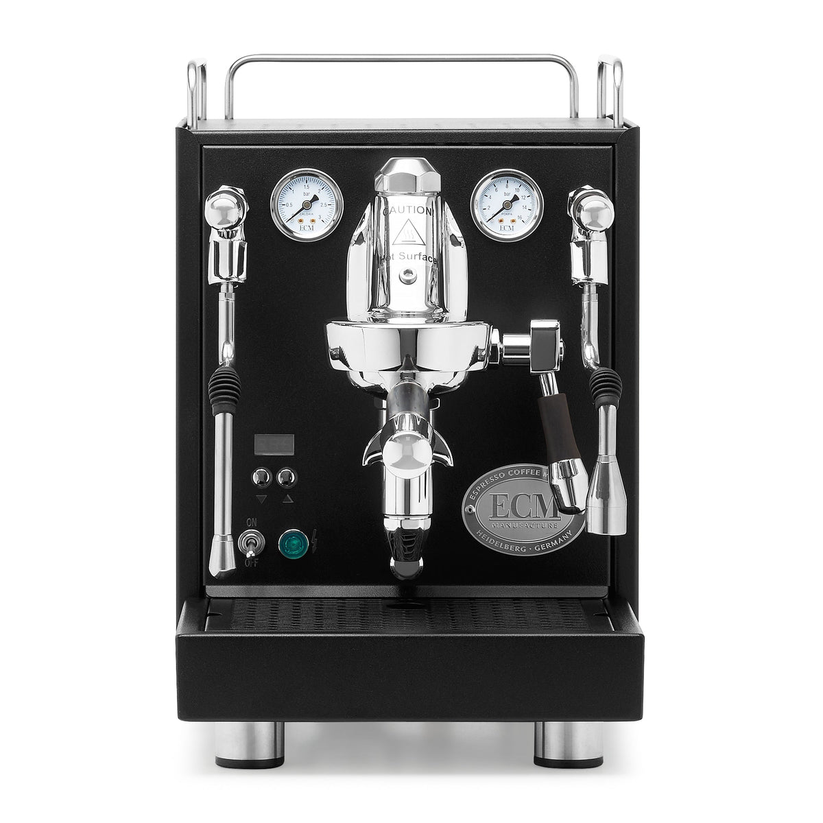 ECM Mechanika Max Espresso Machine – Black / Blackened Oak / No Flow Control