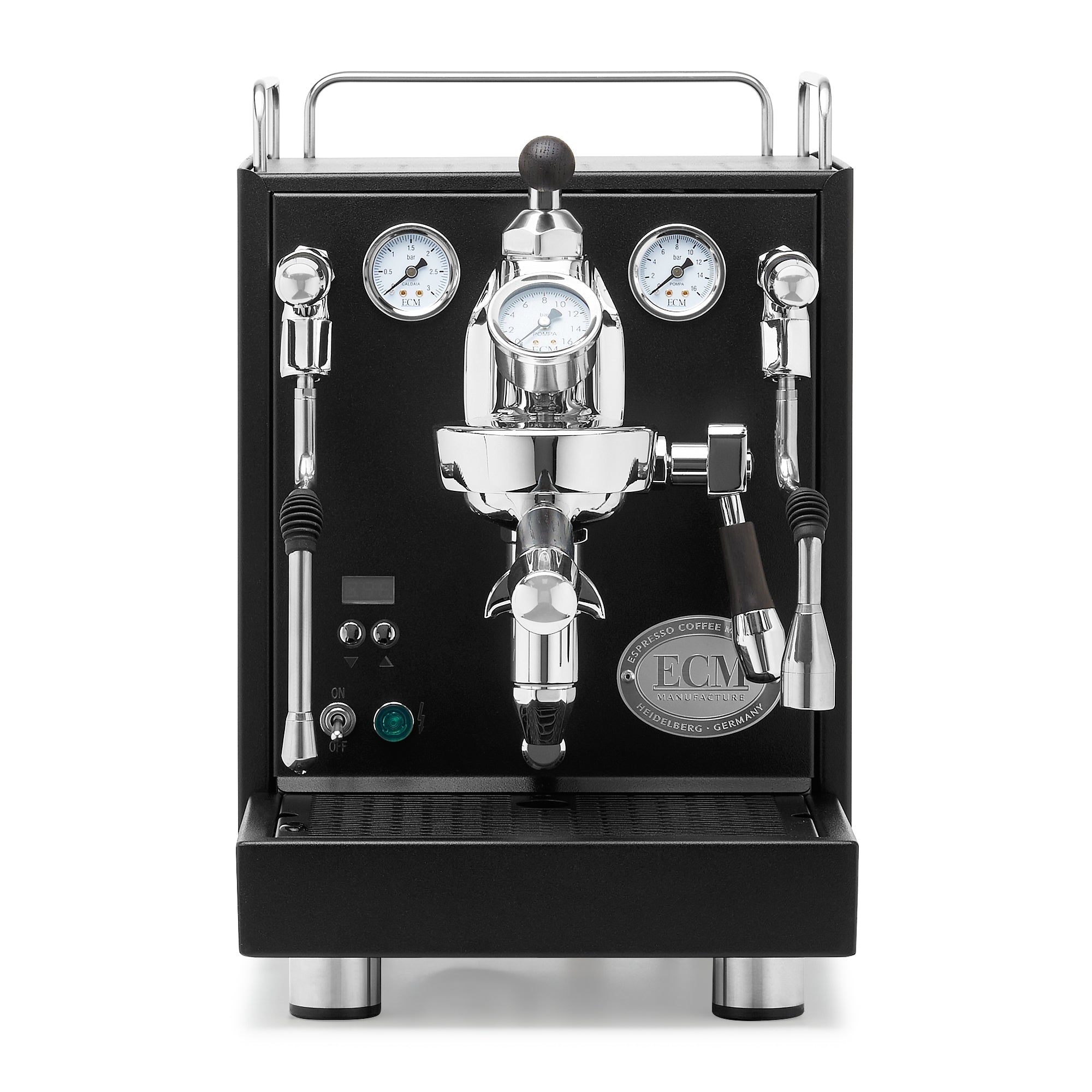 ECM Mechanika Max Espresso Machine – Black / Blackened Oak / Flow Control