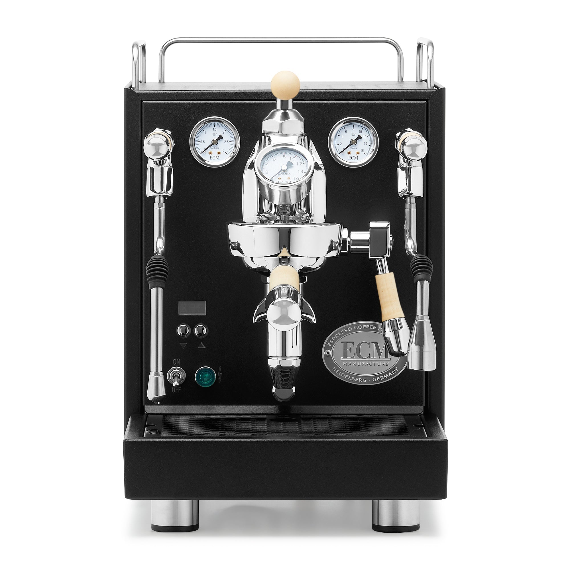 ECM Mechanika Max Espresso Machine – Black / Tiger Maple / Flow Control