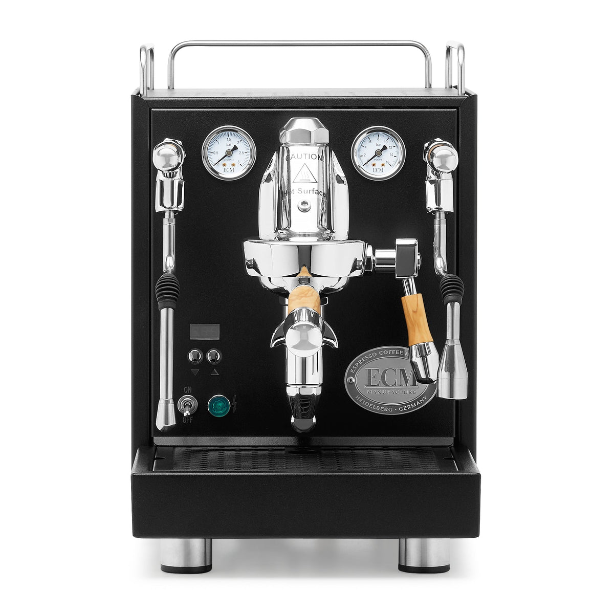 ECM Mechanika Max Espresso Machine – Black / Olive Wood / No Flow Control