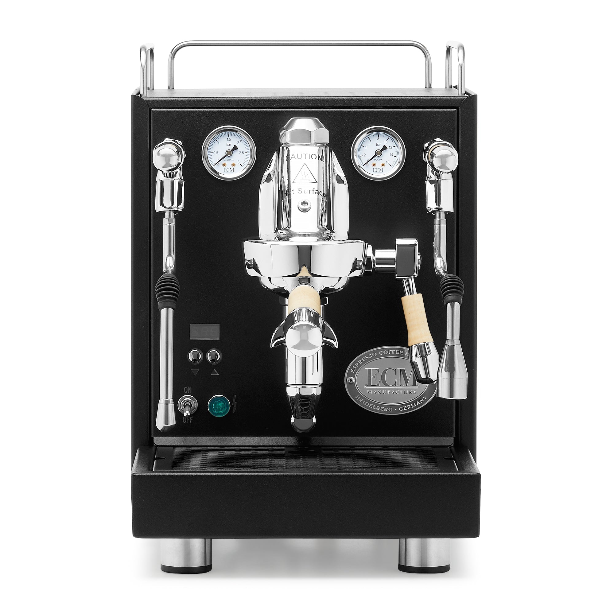 ECM Mechanika Max Espresso Machine – Black / Tiger Maple / No Flow Control