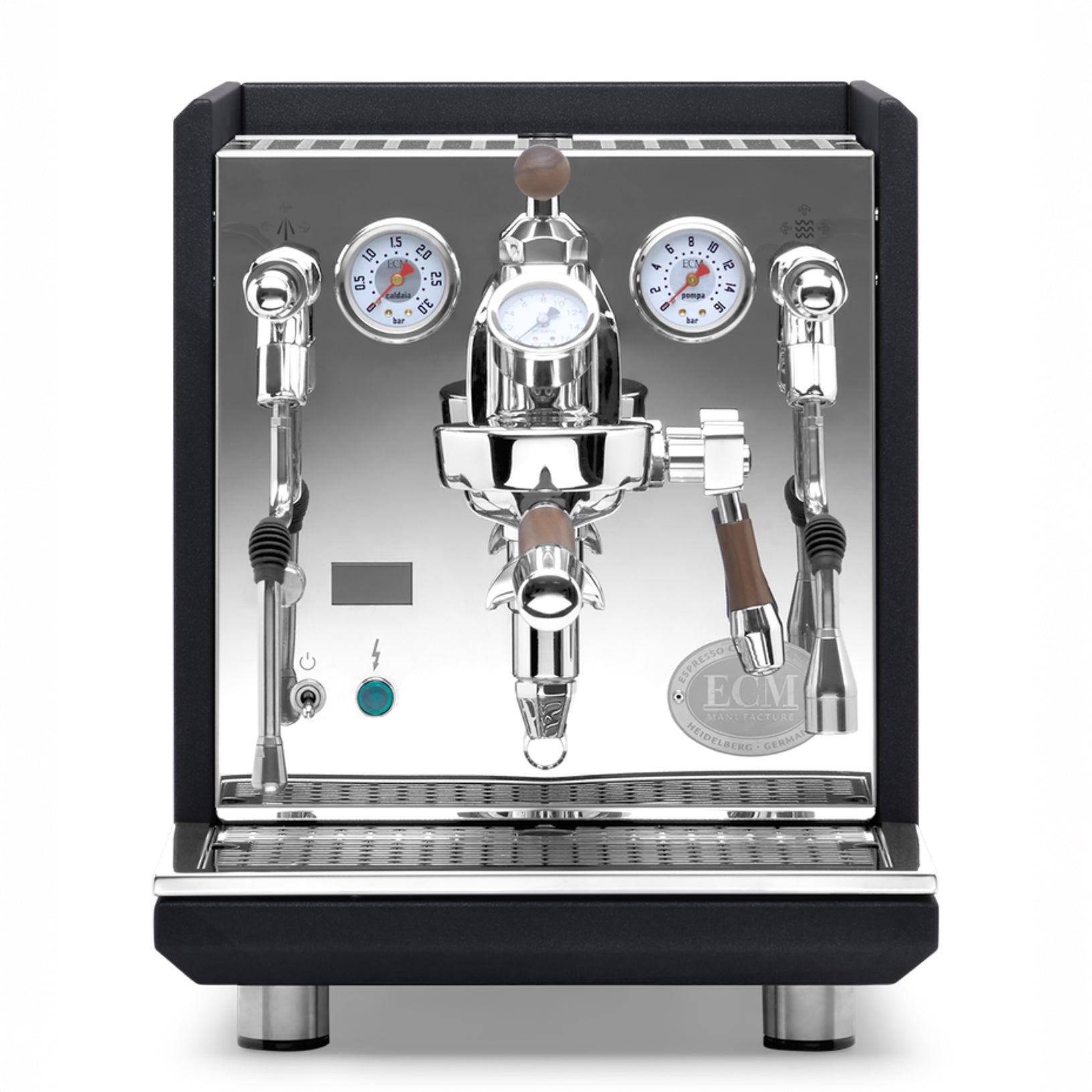 ECM Synchronika II Espresso Machine – Anthracite Panels and Walnut / Flow Control