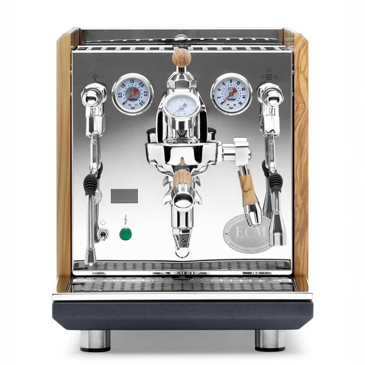 ECM Synchronika II Espresso Machine – Olive Wood Panels and Accents / Flow Control