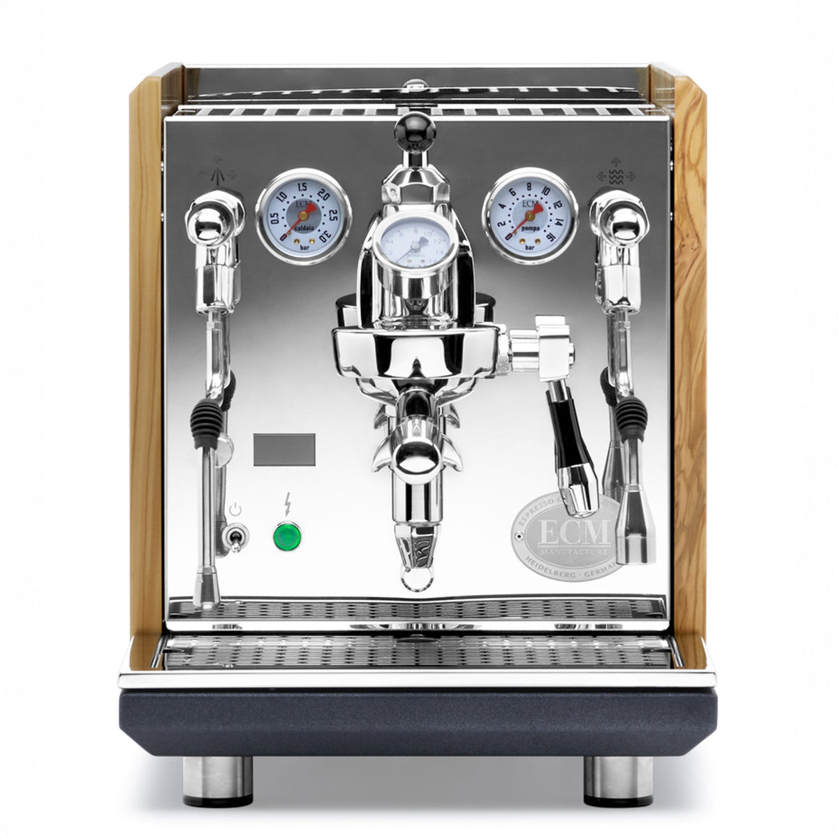 ECM Synchronika II Espresso Machine – Olive Wood Panels / Flow Control
