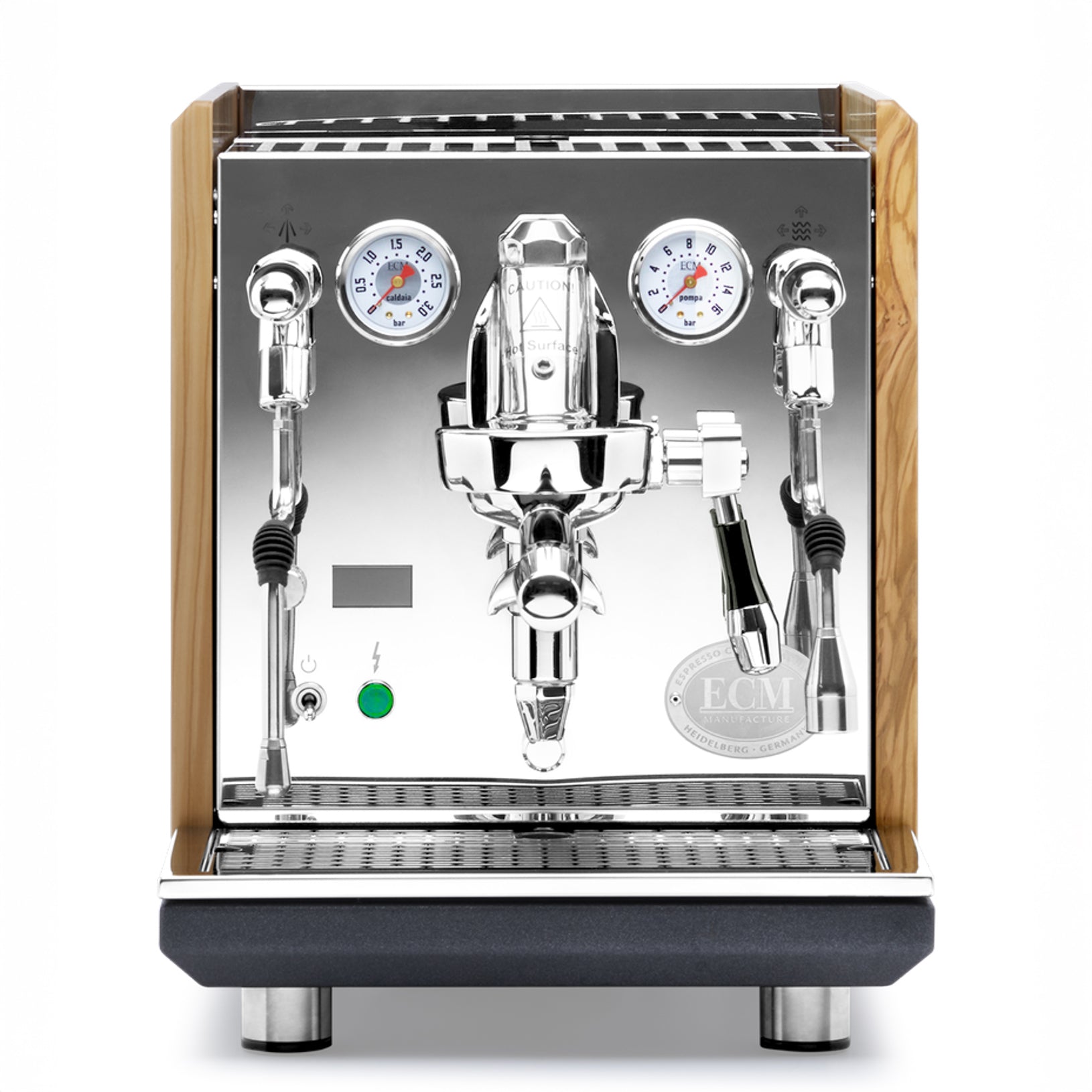 ECM Synchronika II Espresso Machine – Olive Wood Panels / No Flow Control