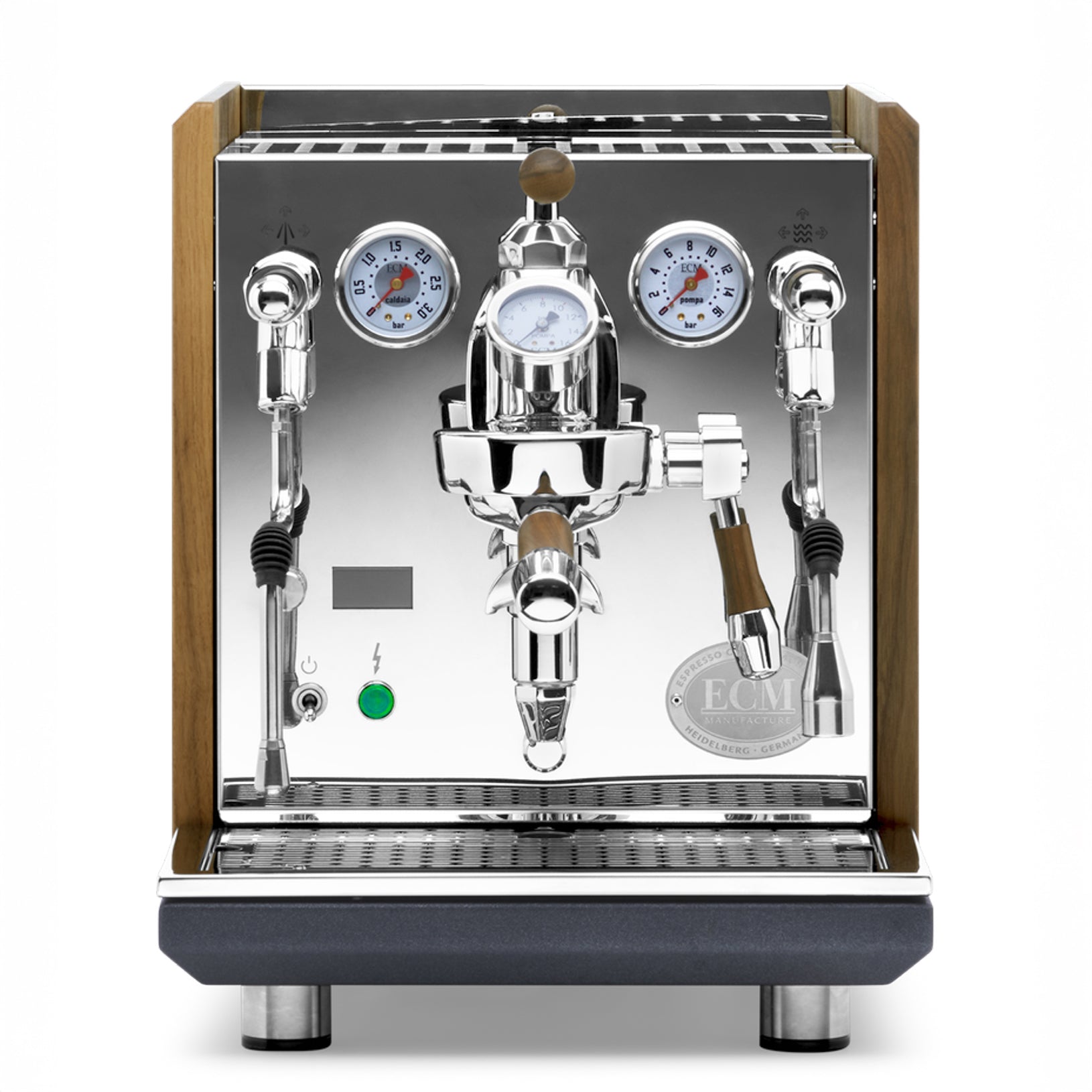 ECM Synchronika II Espresso Machine – Walnut Panels and Accents / Flow Control