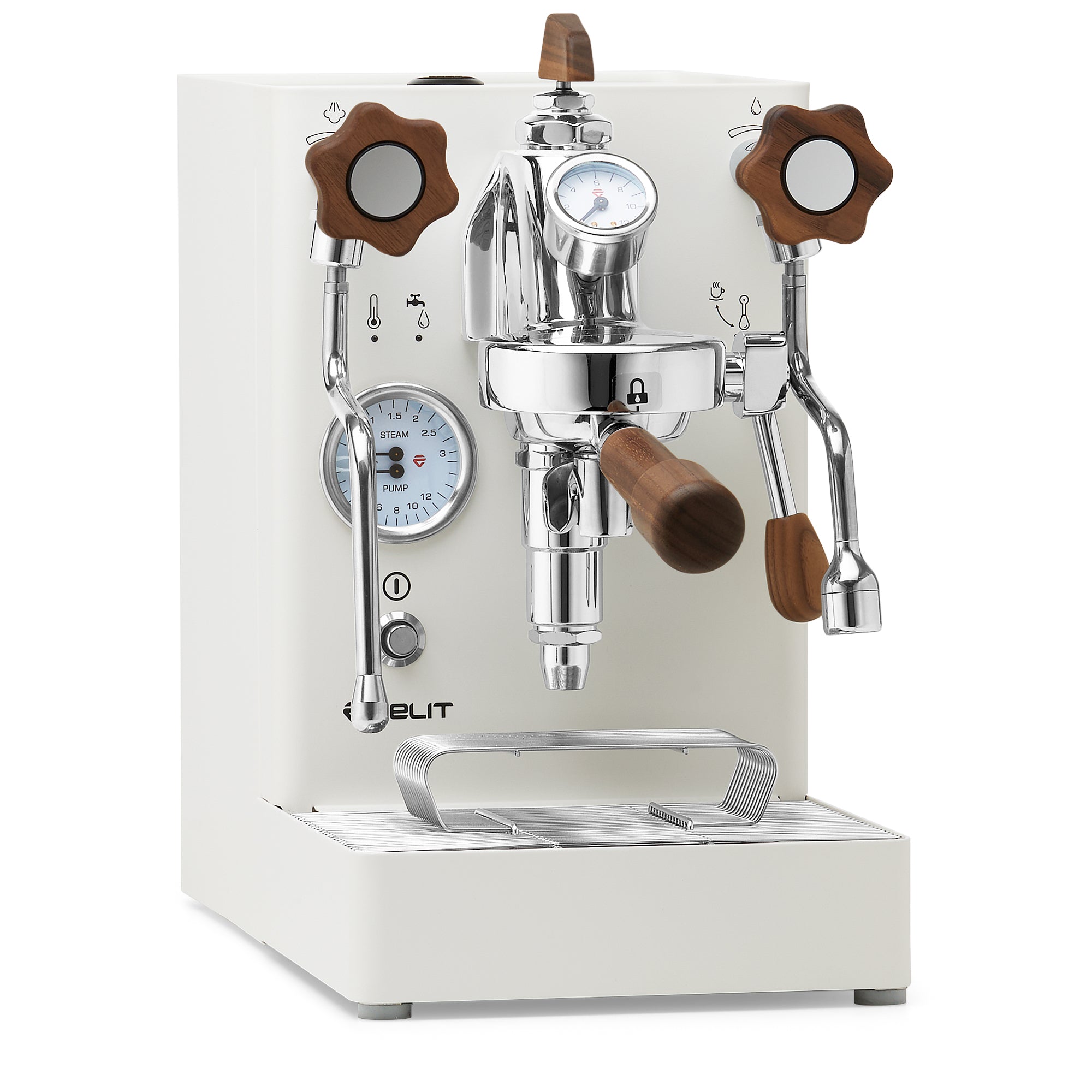 Lelit Mara X Heat Exchanger Espresso Machine – White / Walnut / Flow Paddle