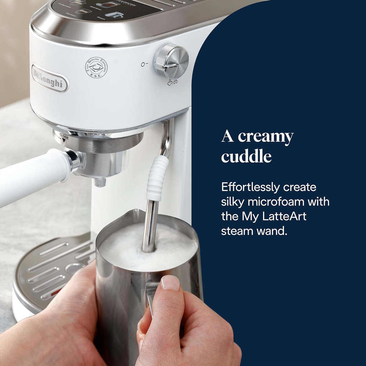 DeLonghi EC890.W Dedica Duo Manual Espresso Coffee Machine with Milk Frother White – image 6 of 8