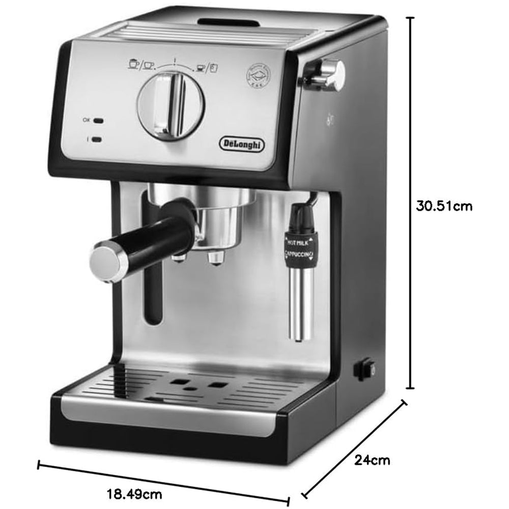 DeLonghi ECP35.31 Compact Manual Espresso Pump Coffee Machine Black and Silver – image 2 of 5