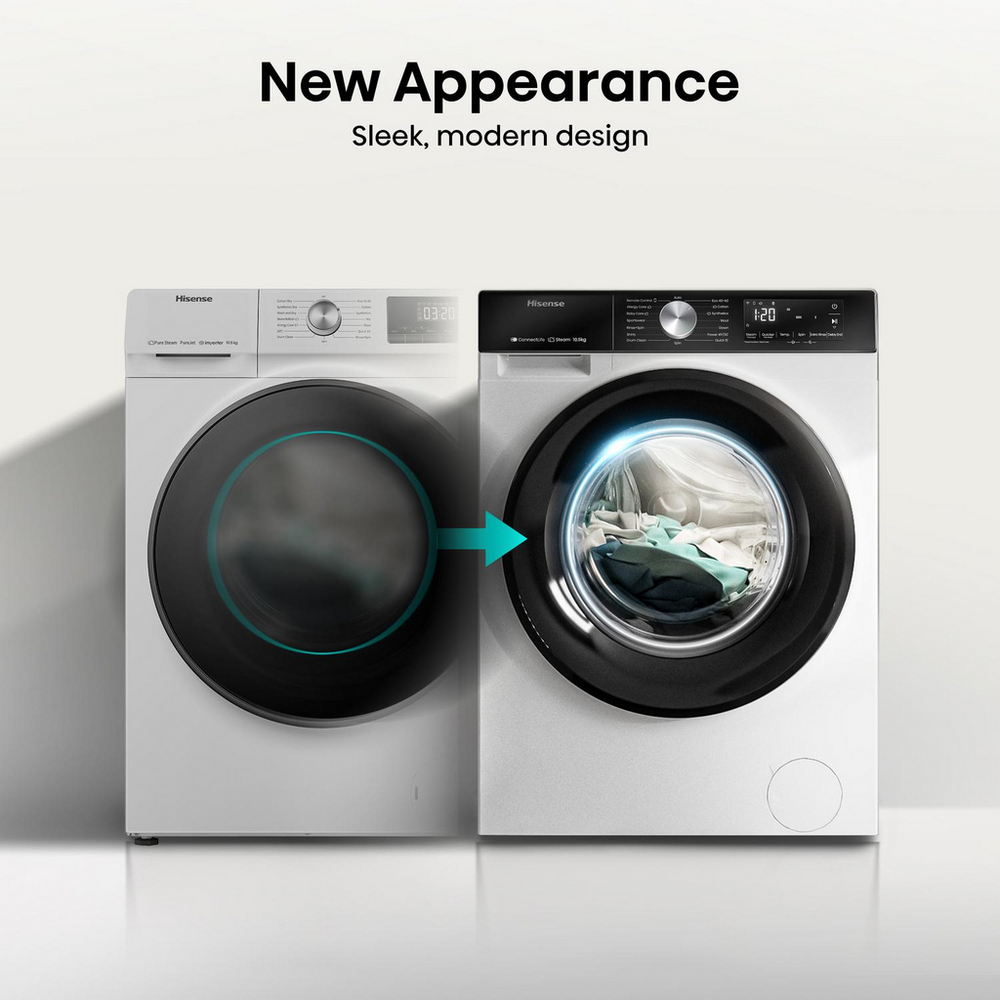 Hisense 3S Series WF3S1043BW3 WiFi-Enabled 10.5kg 1400 Spin Freestanding Washing Machine White – image 9 of 14