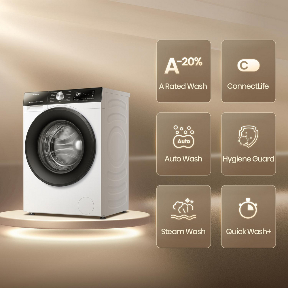 Hisense 3S Series WF3S1043BW3 WiFi-Enabled 10.5kg 1400 Spin Freestanding Washing Machine White – image 2 of 14