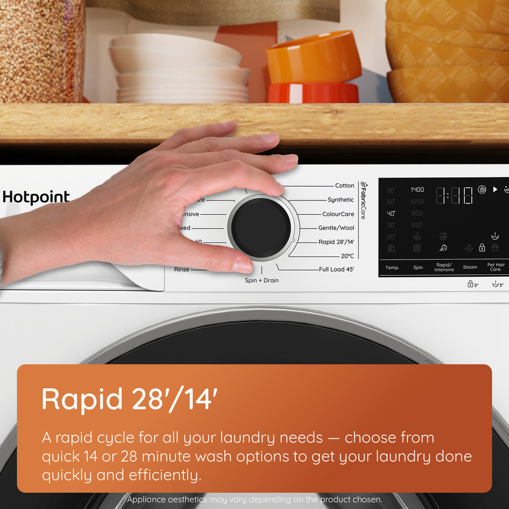 Hotpoint HBWH 93 CARE UK 9kg 1400 spin Freestanding Washing Machine White HBWH93CAREUK – image 9 of 11