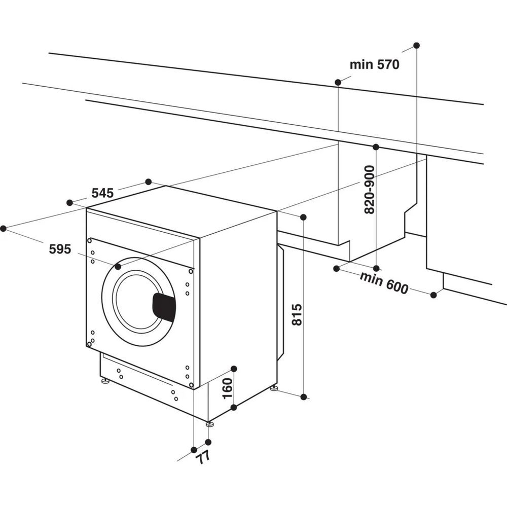 Indesit BIWDIL75148 7kg+5kg 1400 Spin Integrated Washer Dryer White – image 3 of 3