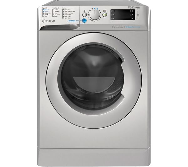 INDESIT Innex Steam Push&Go BDE 96436 SV UK 9 kg Washer Dryer - Silver