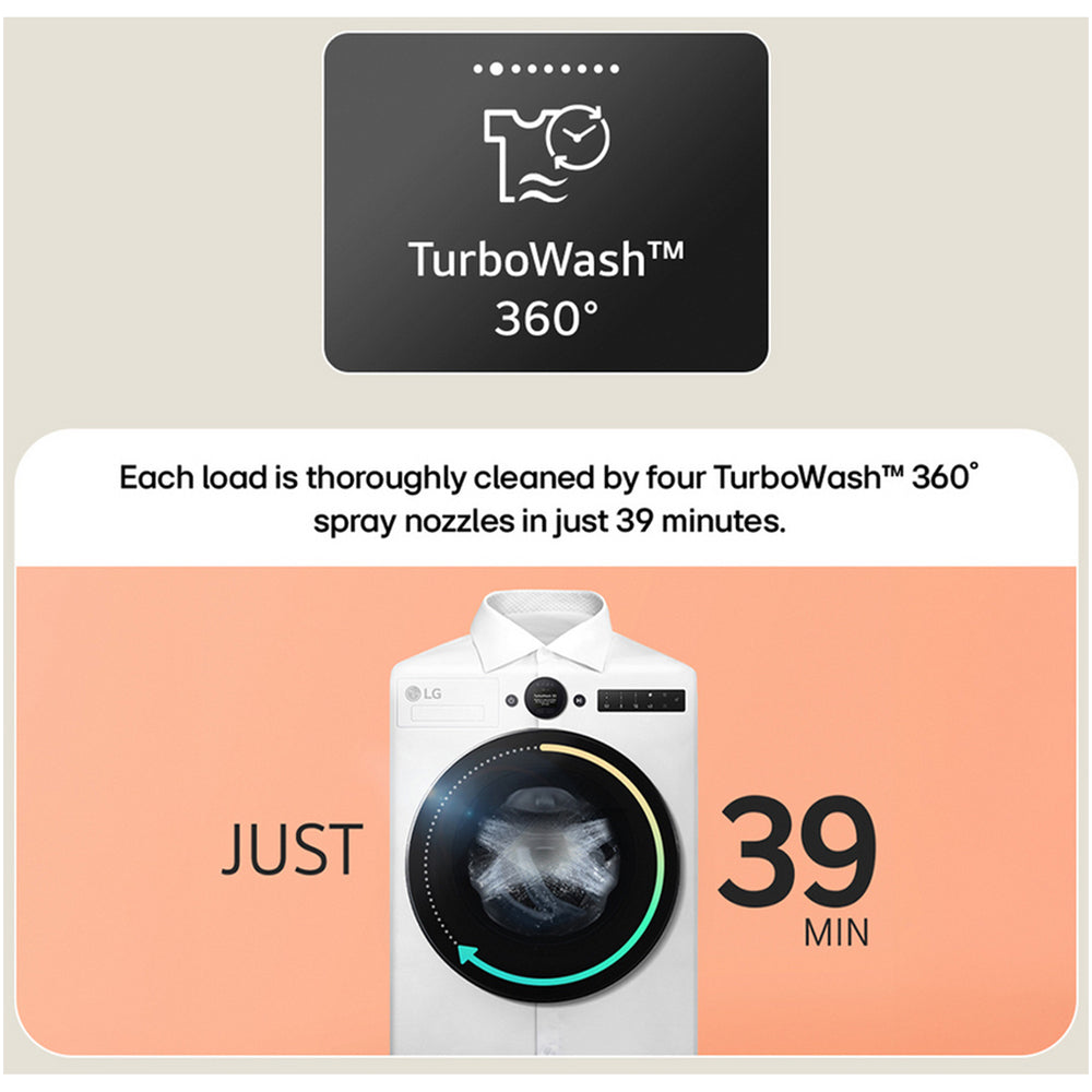 LG F4X7009TBB 9kg 1400 Spin AI Direct Drive Freestanding Washing Machine Black – image 10 of 16